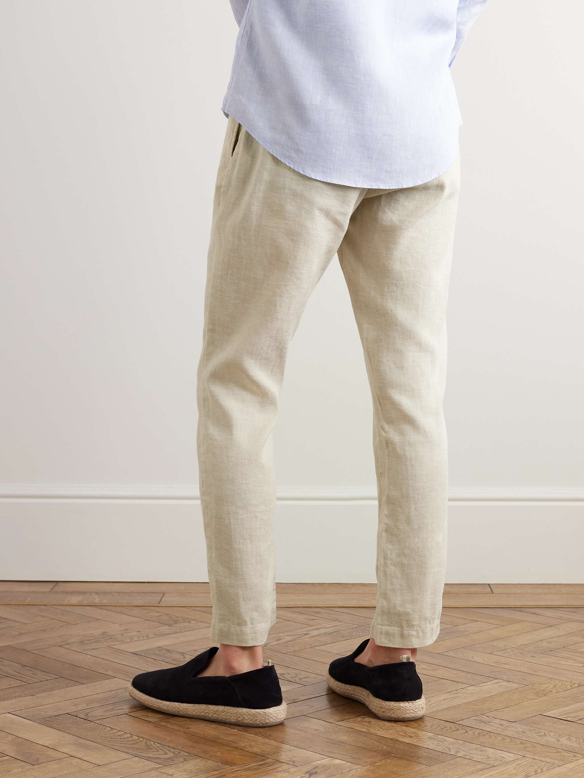 FRESCOBOL CARIOCA Oscar Slim-Fit Tapered Linen and Cotton-Blend Drawstring Trousers