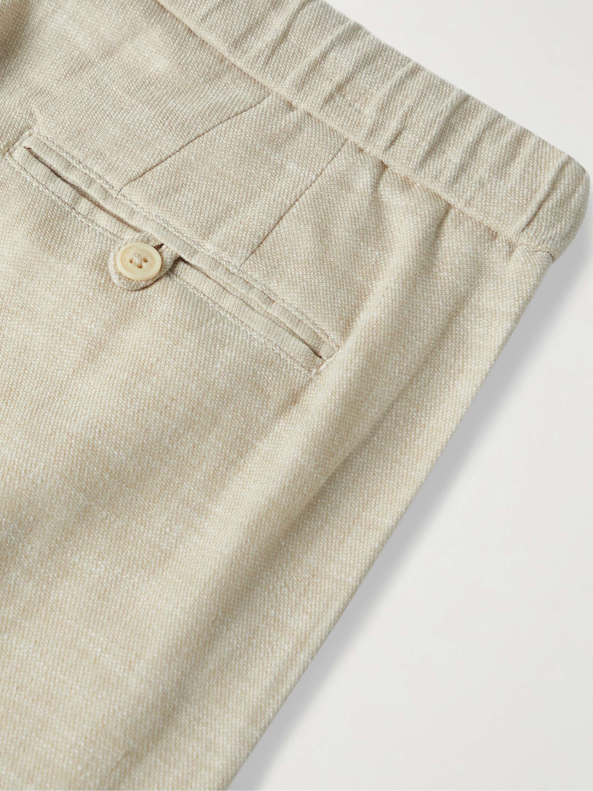 FRESCOBOL CARIOCA Oscar Slim-Fit Tapered Linen and Cotton-Blend Drawstring Trousers