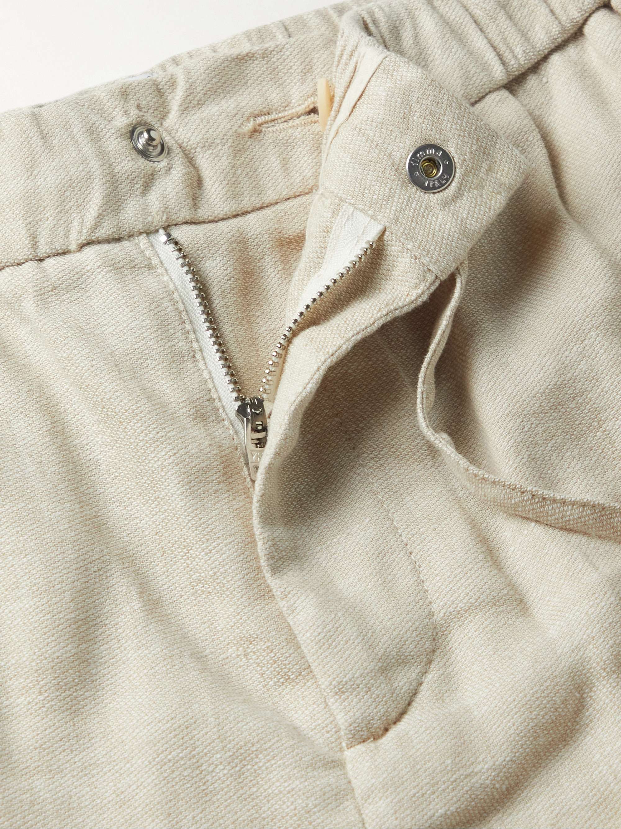 FRESCOBOL CARIOCA Oscar Slim-Fit Tapered Linen and Cotton-Blend Drawstring Trousers