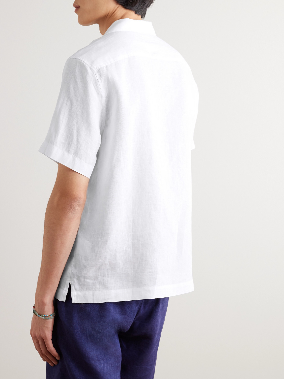 Shop Frescobol Carioca Angelo Camp-collar Linen Shirt In White