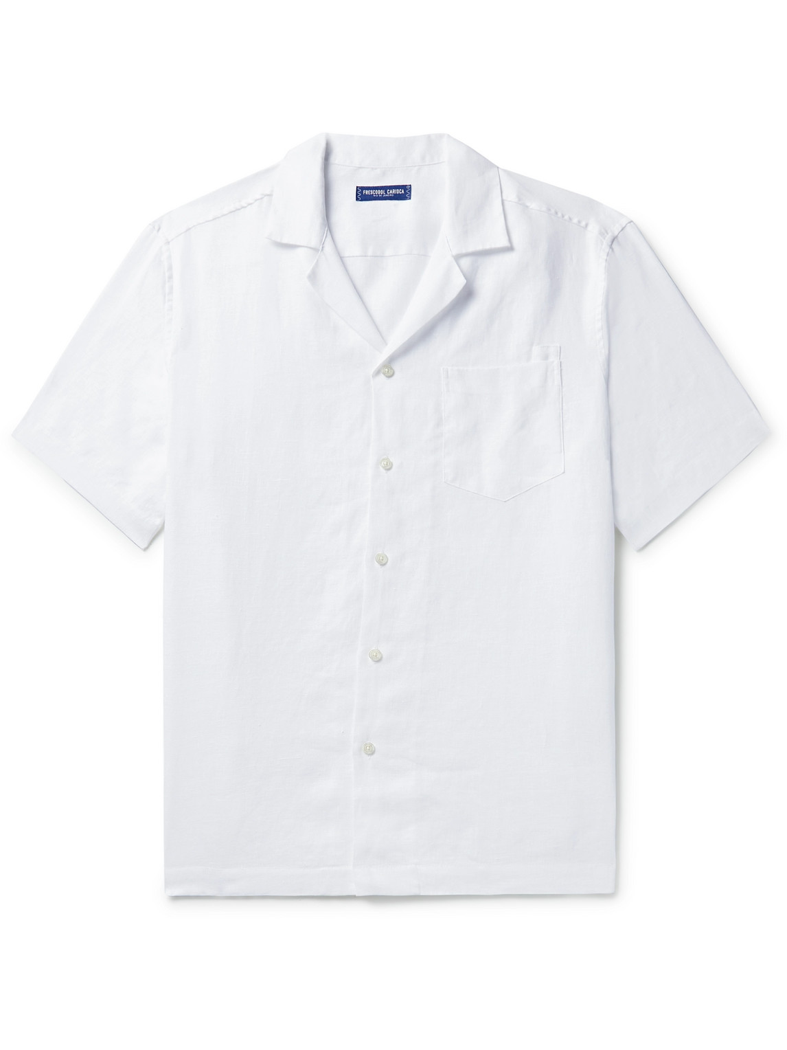 Shop Frescobol Carioca Angelo Camp-collar Linen Shirt In White