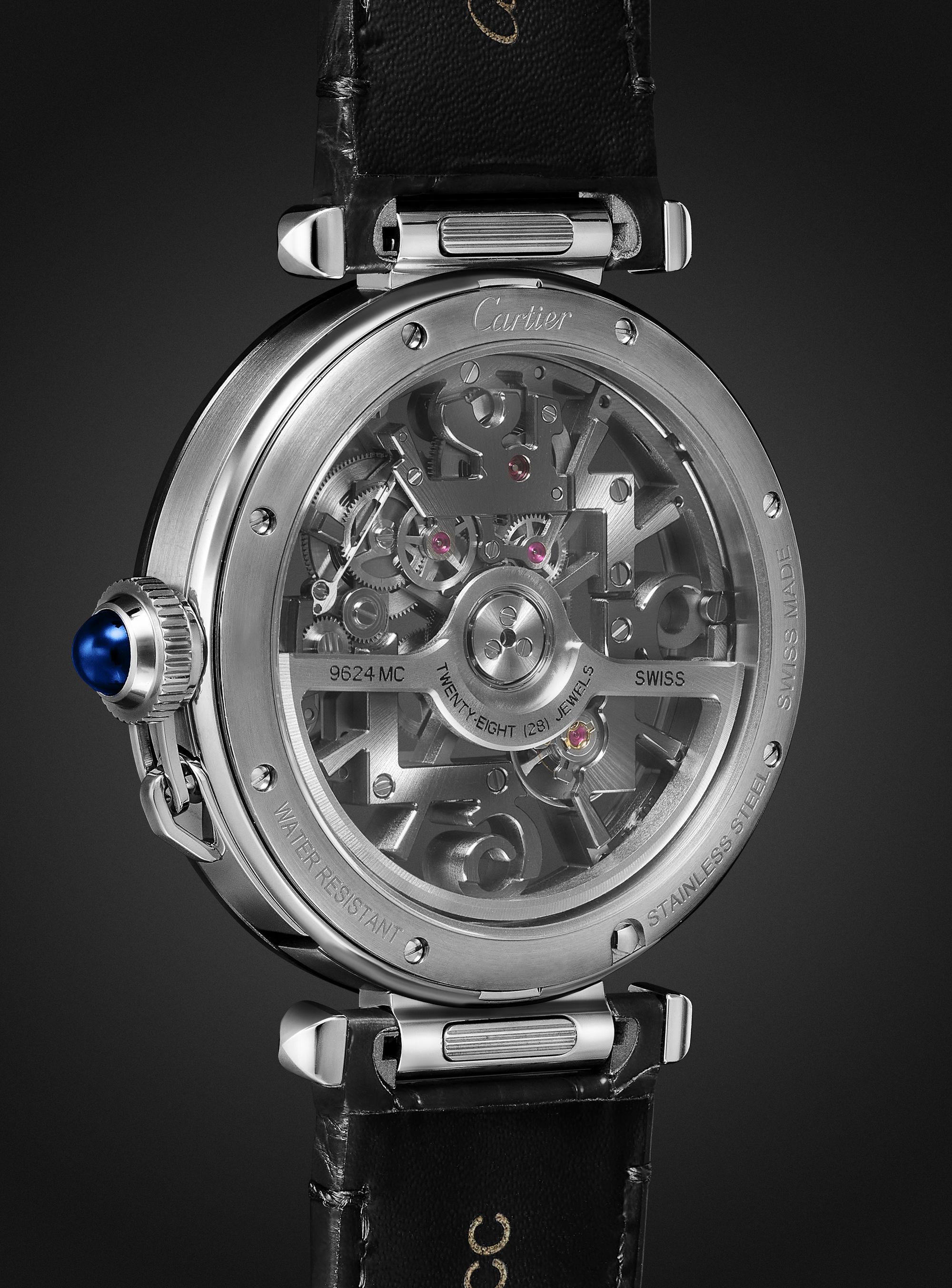CARTIER Pasha de Cartier Automatic Skeleton 41mm Steel and Alligator Watch, Ref. No. WHPA0017