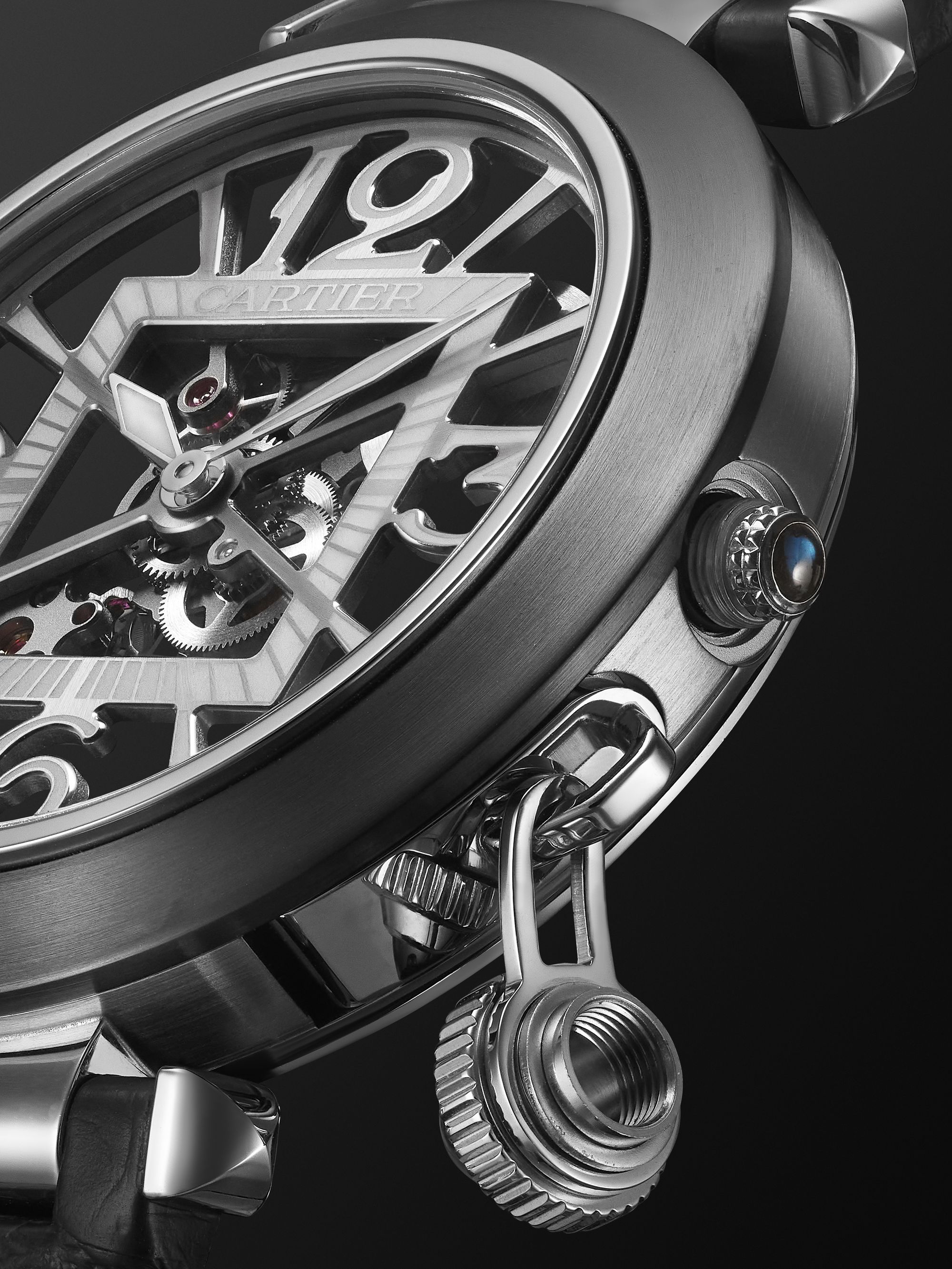 CARTIER Pasha de Cartier Automatic Skeleton 41mm Steel and Alligator Watch, Ref. No. WHPA0017