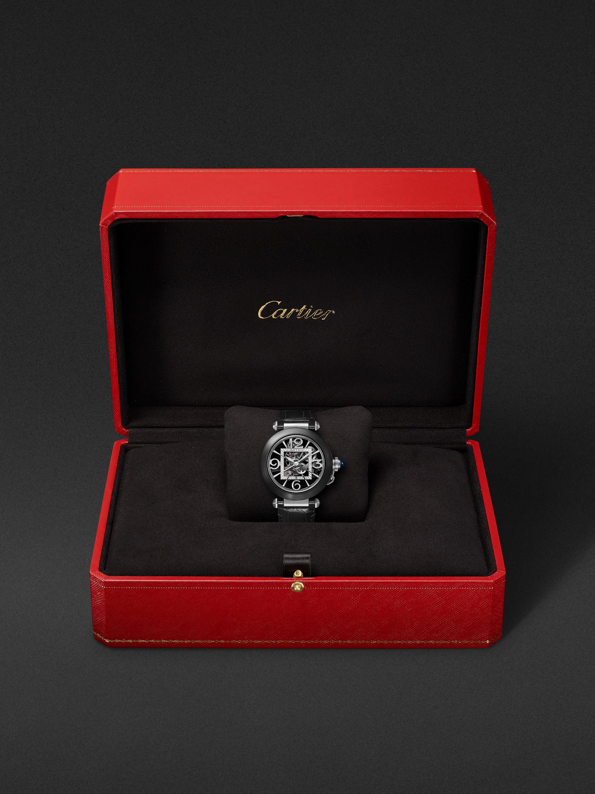 CARTIER Pasha de Cartier Automatic Skeleton 41mm Steel and Alligator Watch, Ref. No. WHPA0017