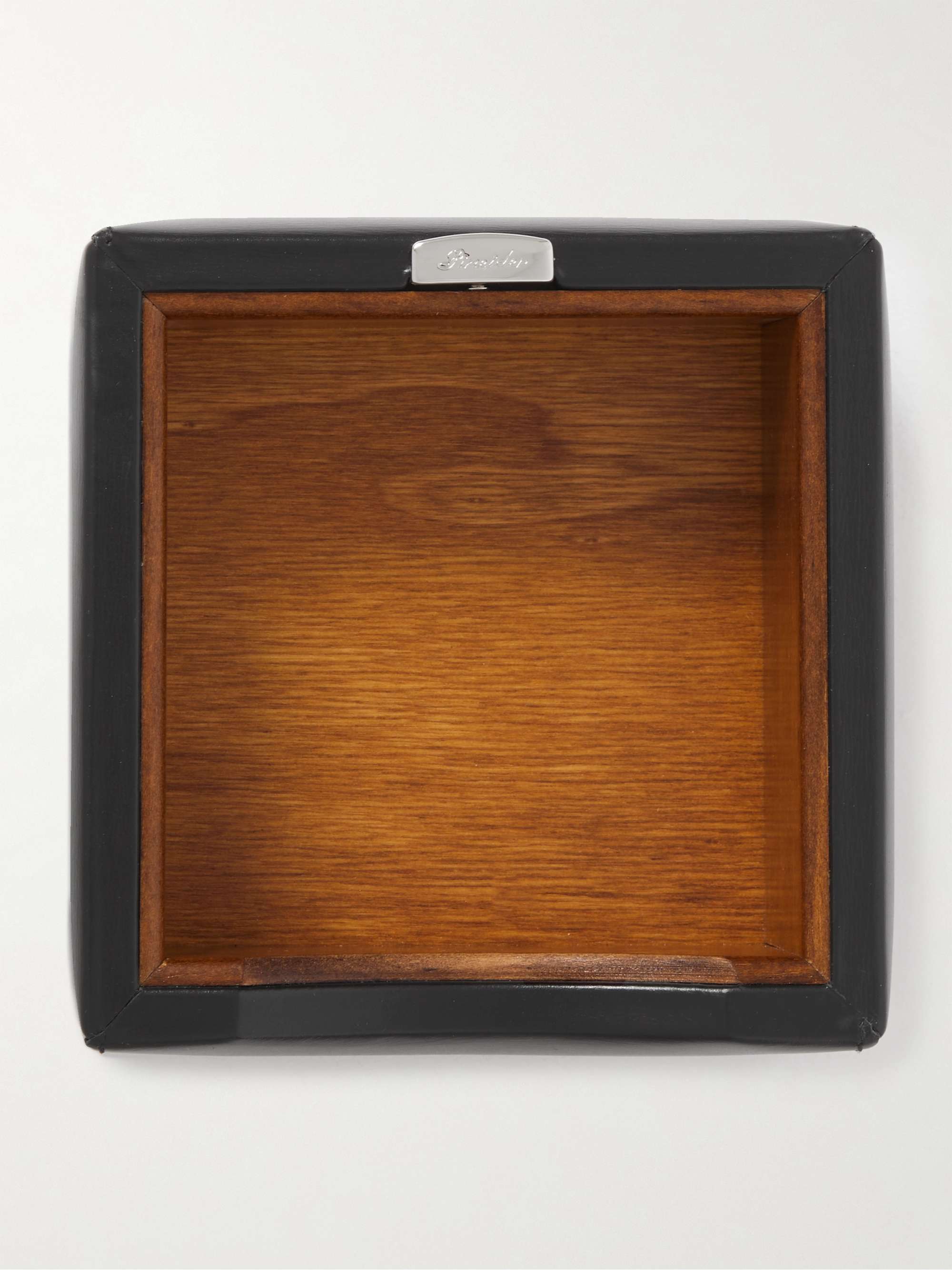 PINEIDER Leather and Wood Valet Tray