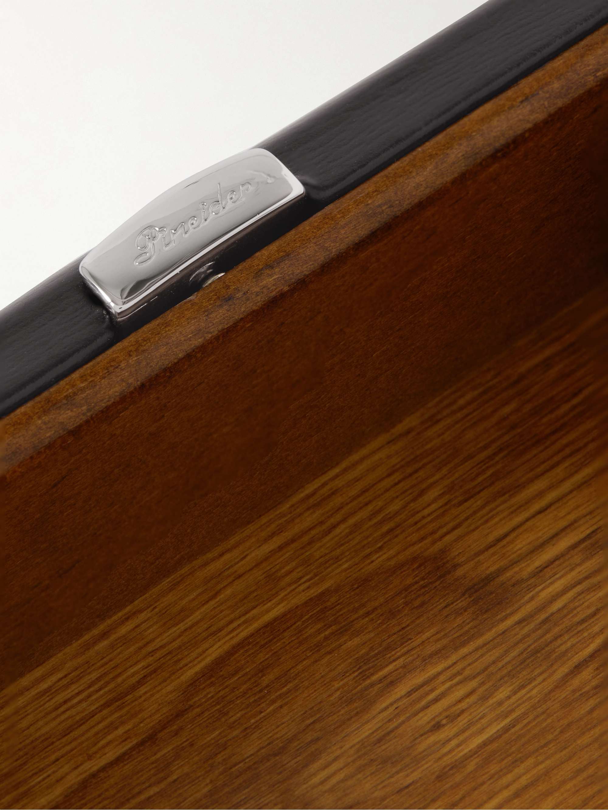 PINEIDER Leather and Wood Valet Tray