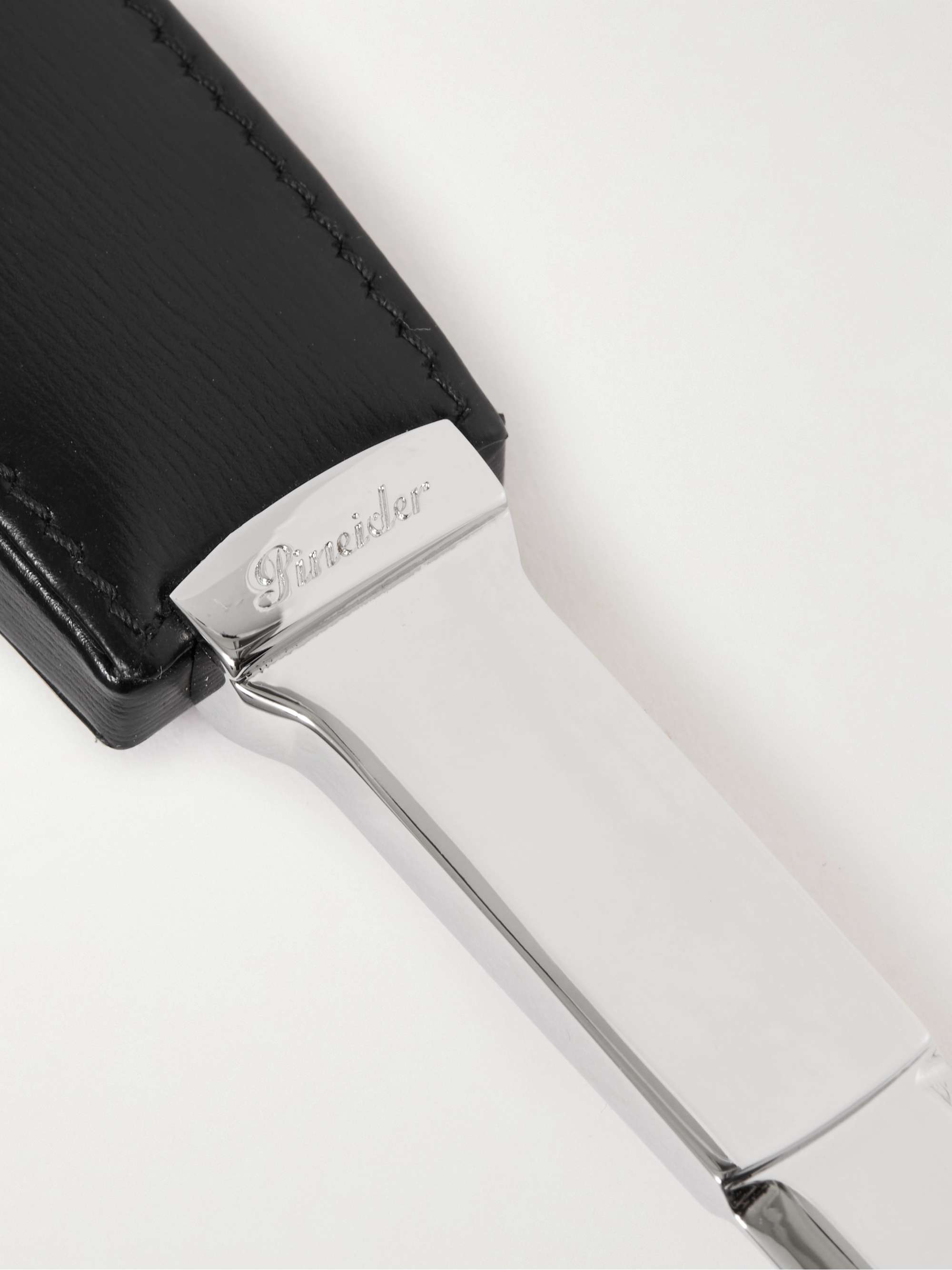 PINEIDER Leather and Chrome Magnifying Lens and Letter Opener Set