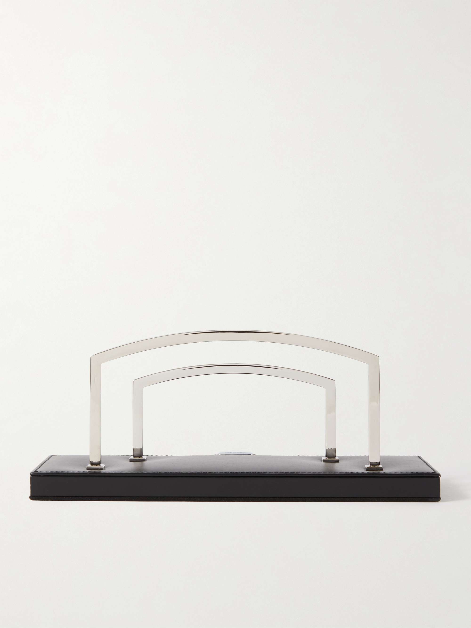 PINEIDER Leather and Chrome Letter Rack