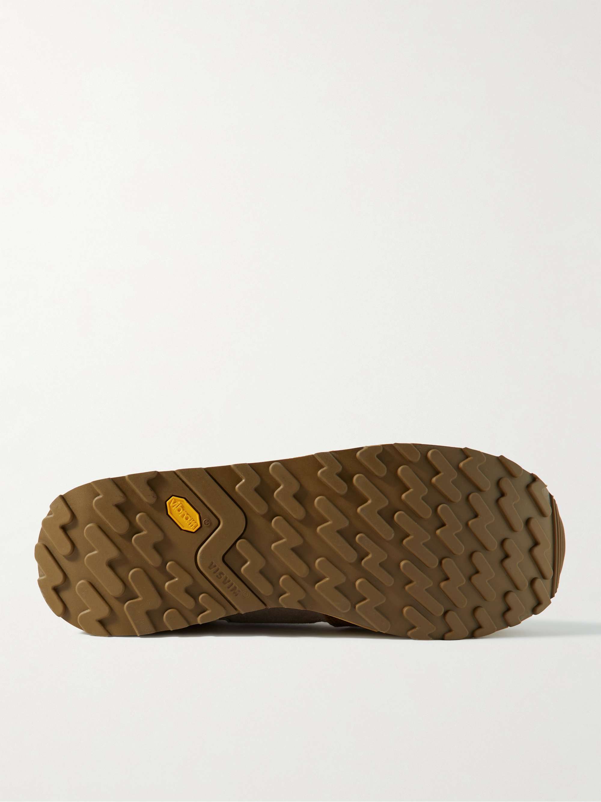 VISVIM Roland Embroidered Leather-Trimmed Suede and Mesh Sneakers