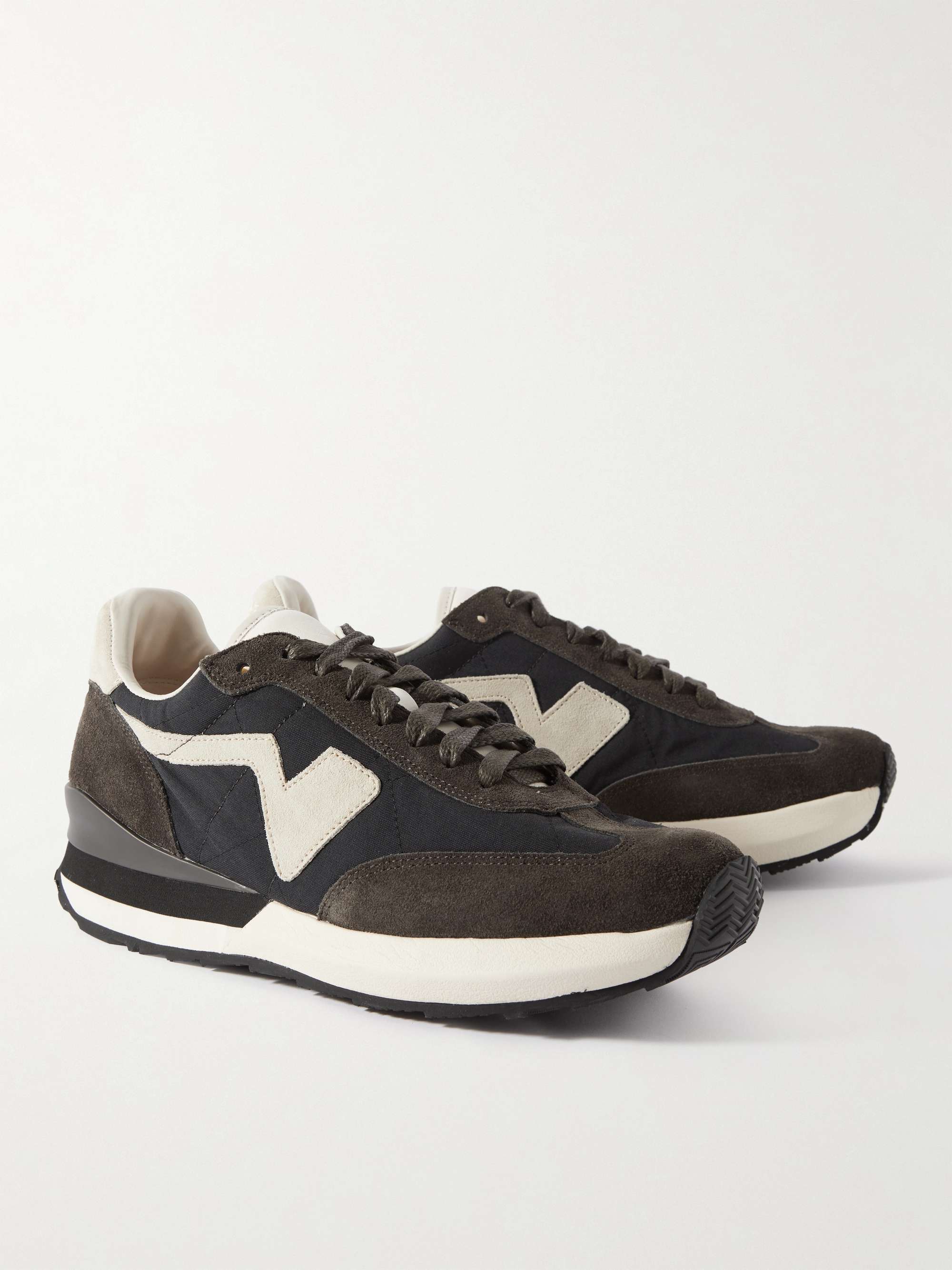 VISVIM FKT Runner Suede and Leather-Trimmed Nylon-Blend Sneakers