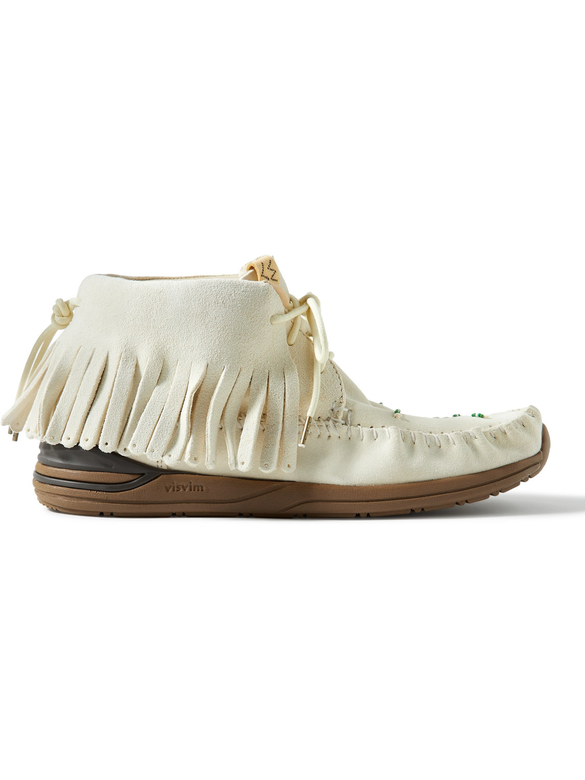 Visvim Fbt Shaman-folk Fringed Beaded Suede Boots In White | ModeSens