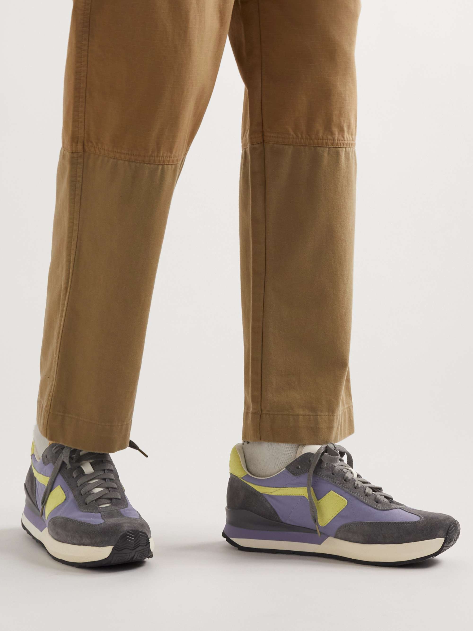 VISVIM FKT Runner Suede and Leather-Trimmed Nylon-Blend Sneakers