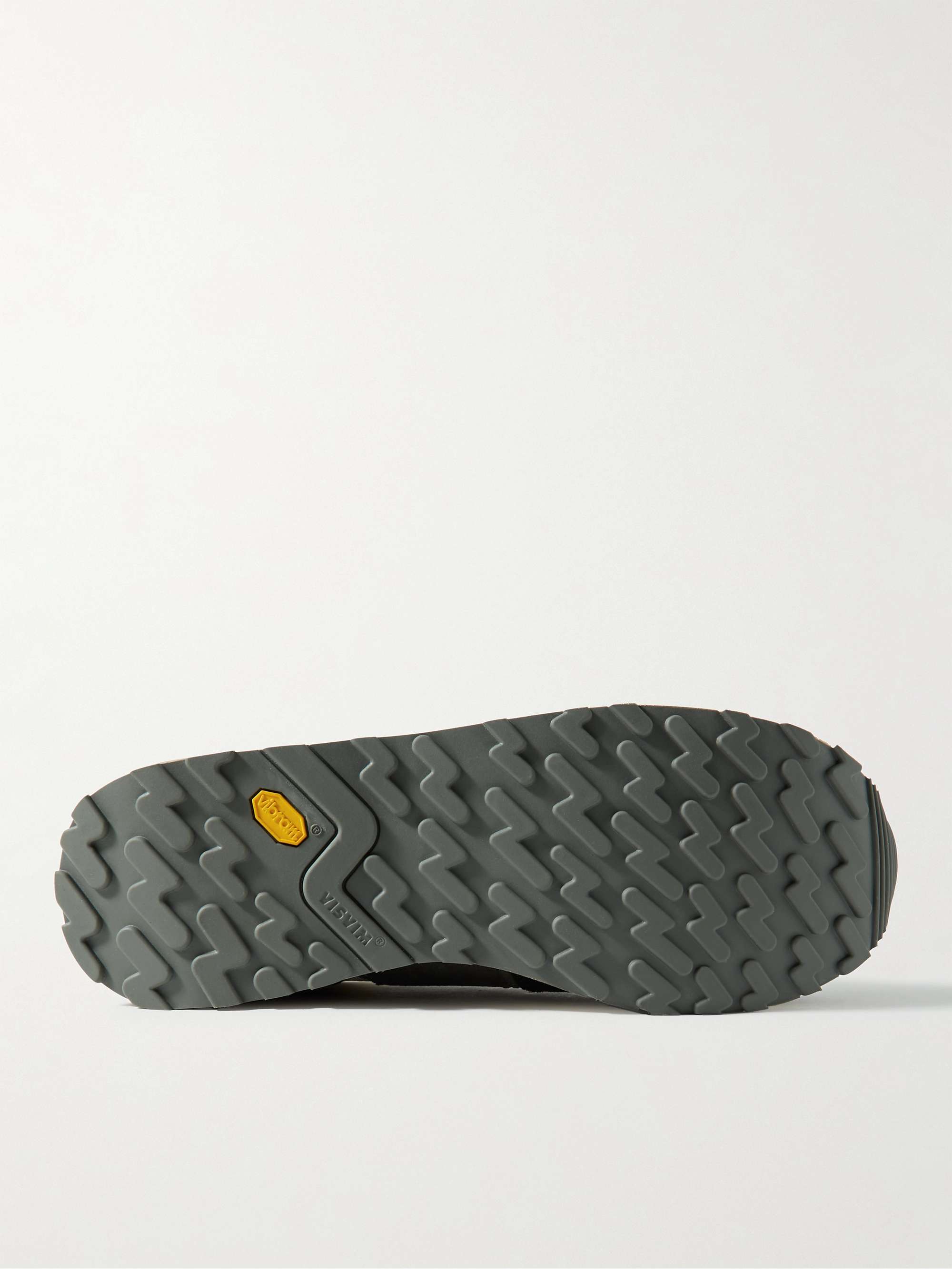 VISVIM Roland Embroidered Leather-Trimmed Suede and Mesh Sneakers