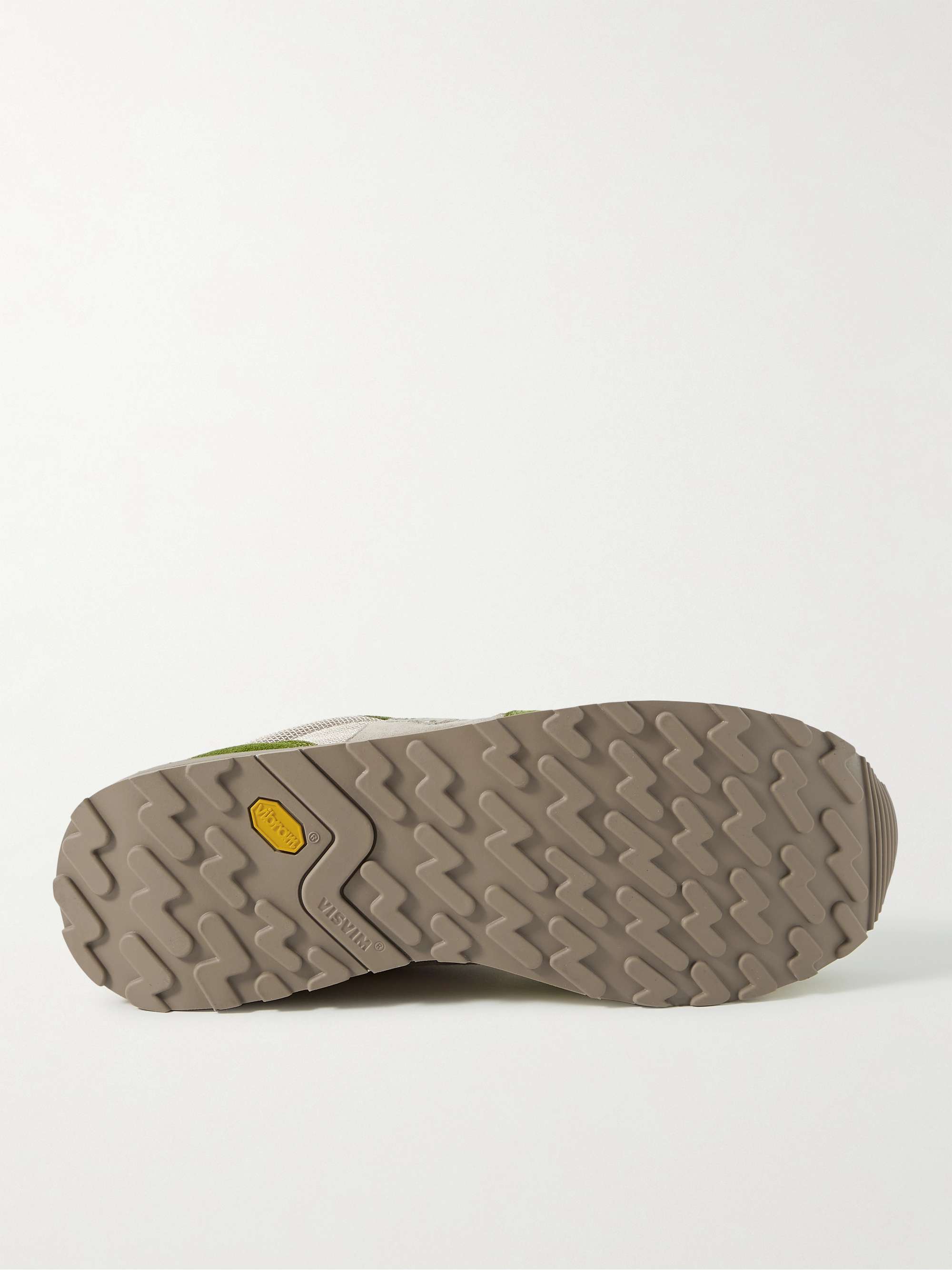 VISVIM Roland Embroidered Leather-Trimmed Suede and Mesh Sneakers