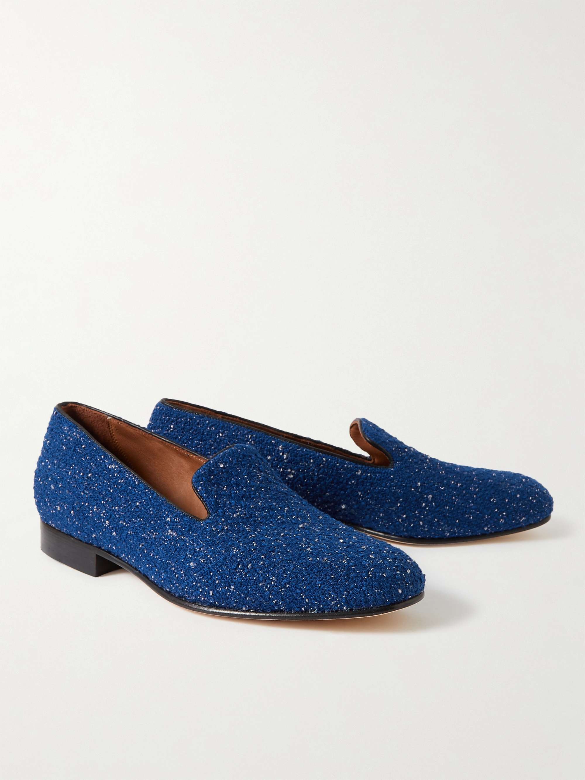 CLOTHSURGEON + Kvadrat + Arthur Sleep Leather-Trimmed Wool-Blend Bouclé Slippers