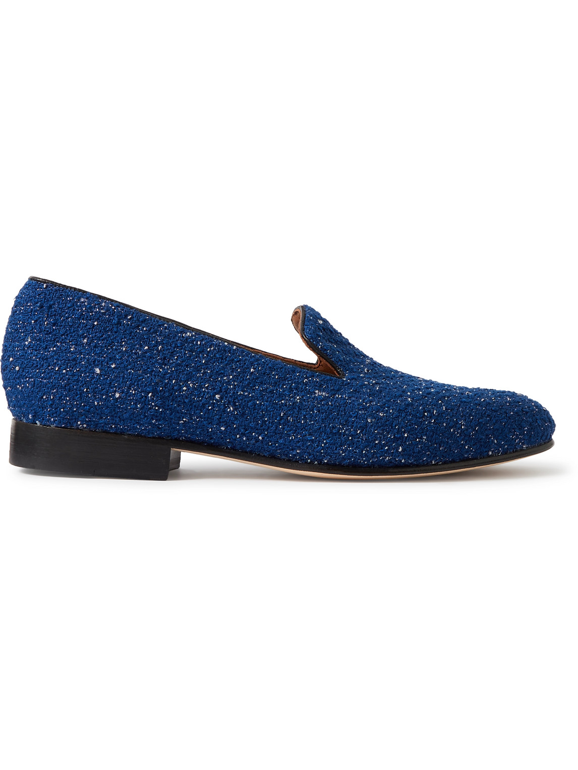 CLOTHSURGEON - Kvadrat Arthur Sleep Leather-Trimmed Wool-Blend Bouclé Slippers - Men - Blue - UK 7