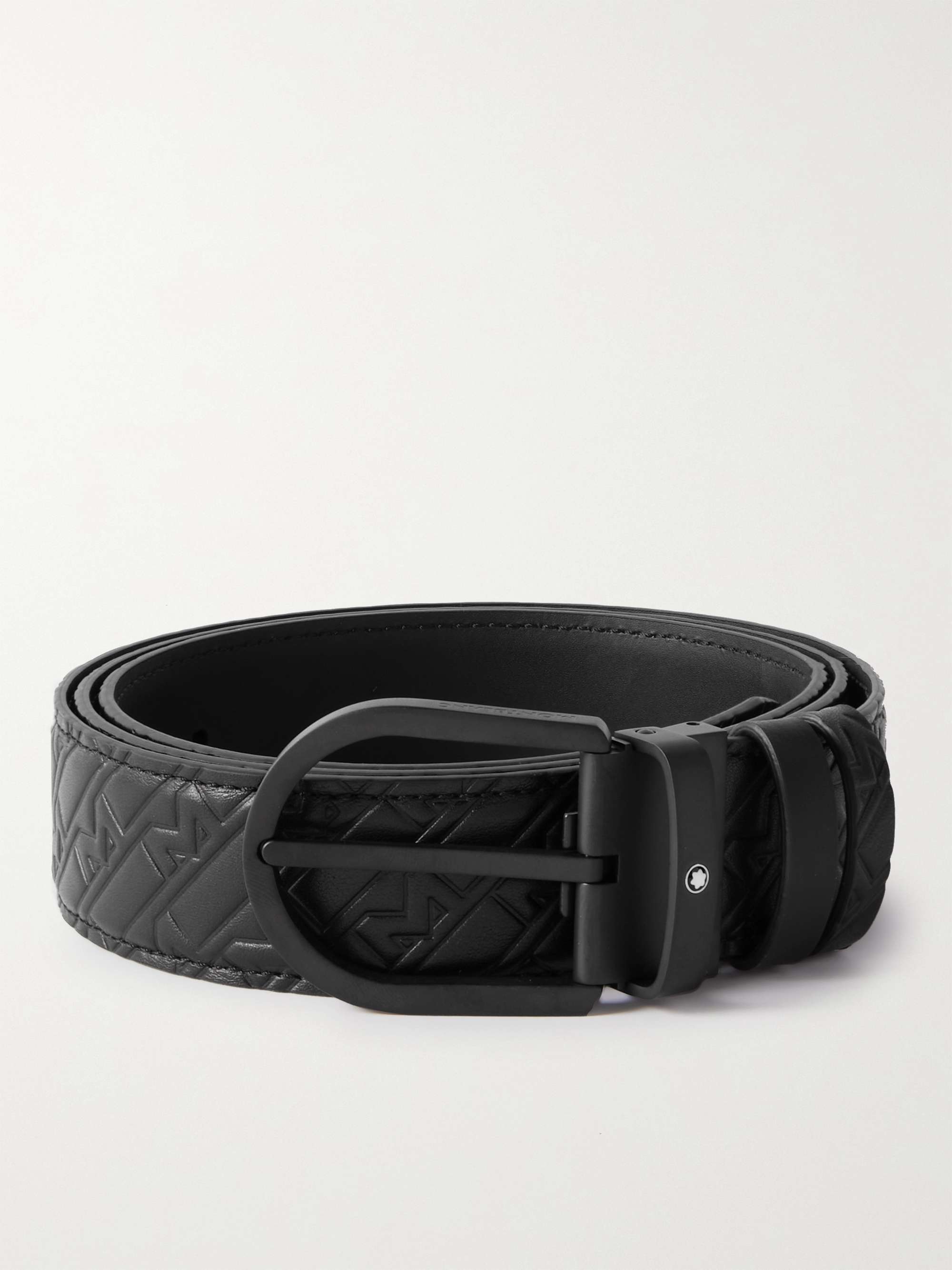 MONTBLANC 3.5cm Logo-Embossed Leather Belt