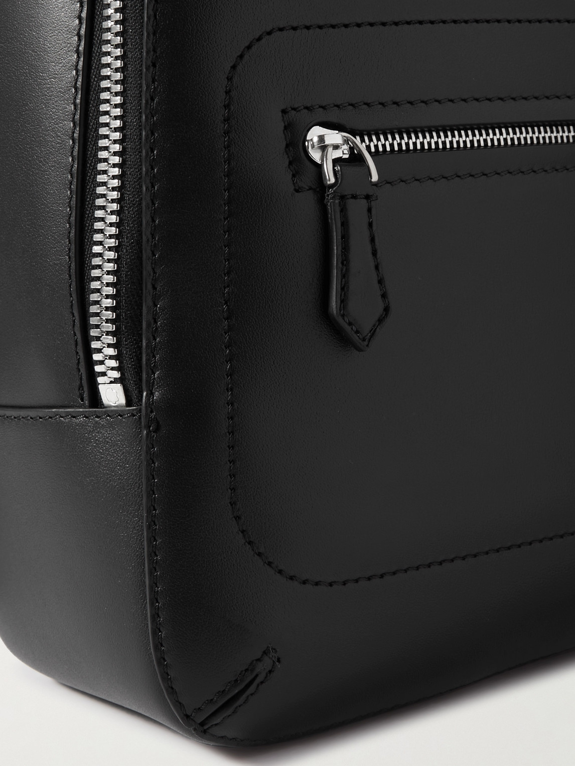 Shop Montblanc Meisterstück Leather Backpack In Black