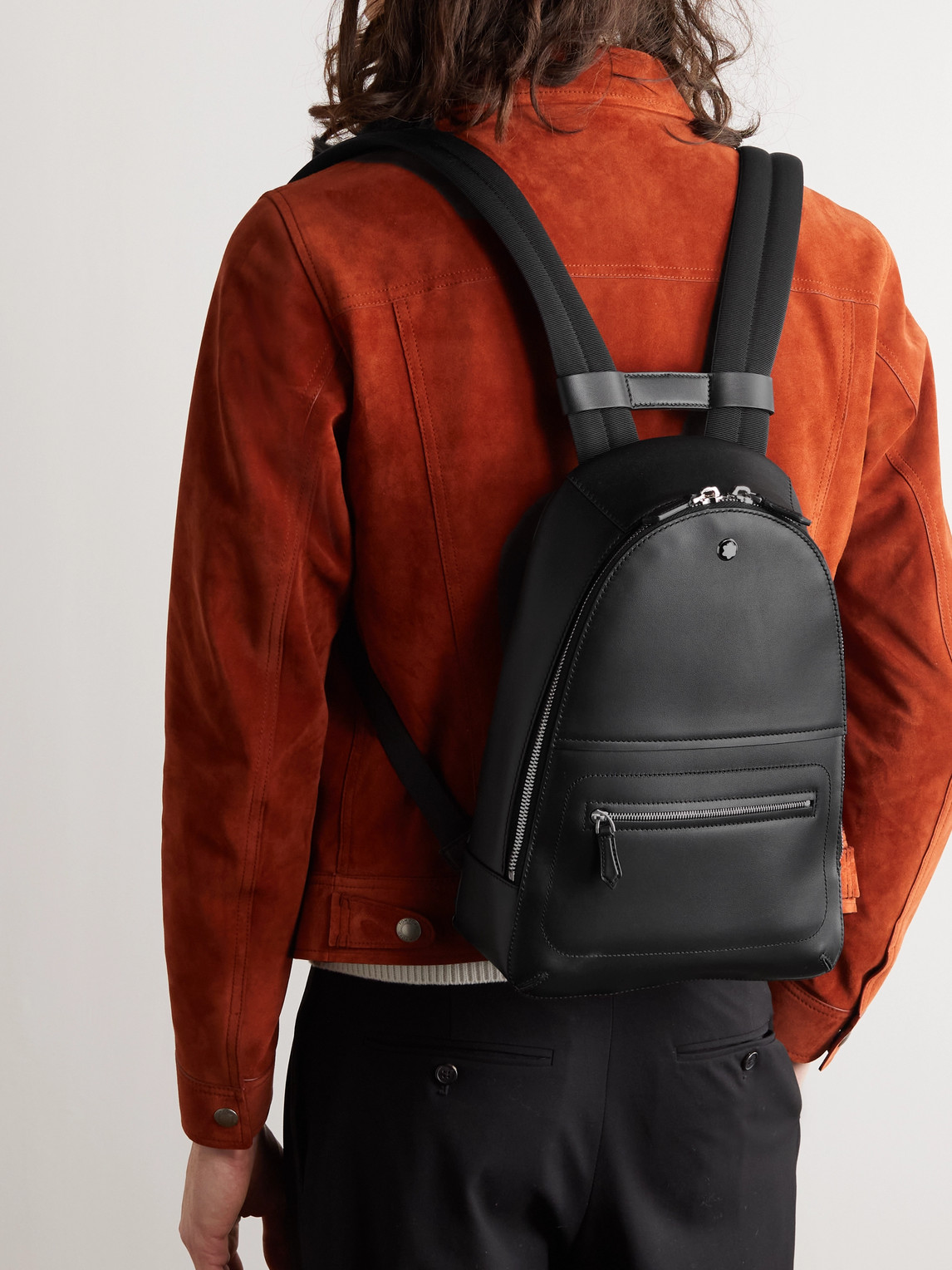 Shop Montblanc Meisterstück Leather Backpack In Black