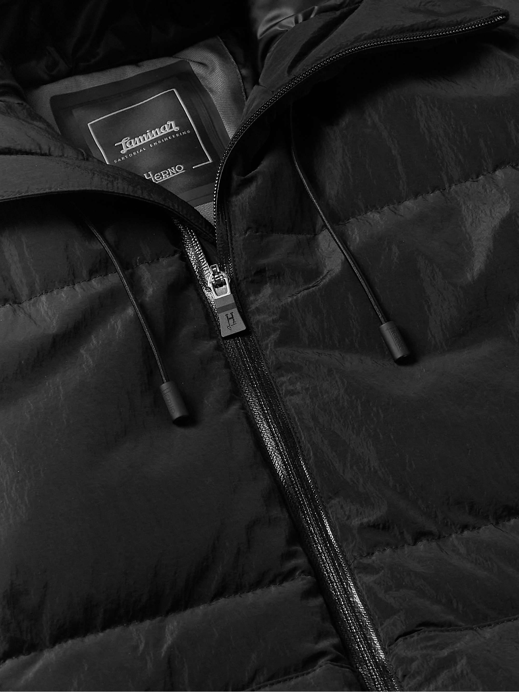 HERNO LAMINAR Quilted Crinkled-Shell Hooded Down Jacket