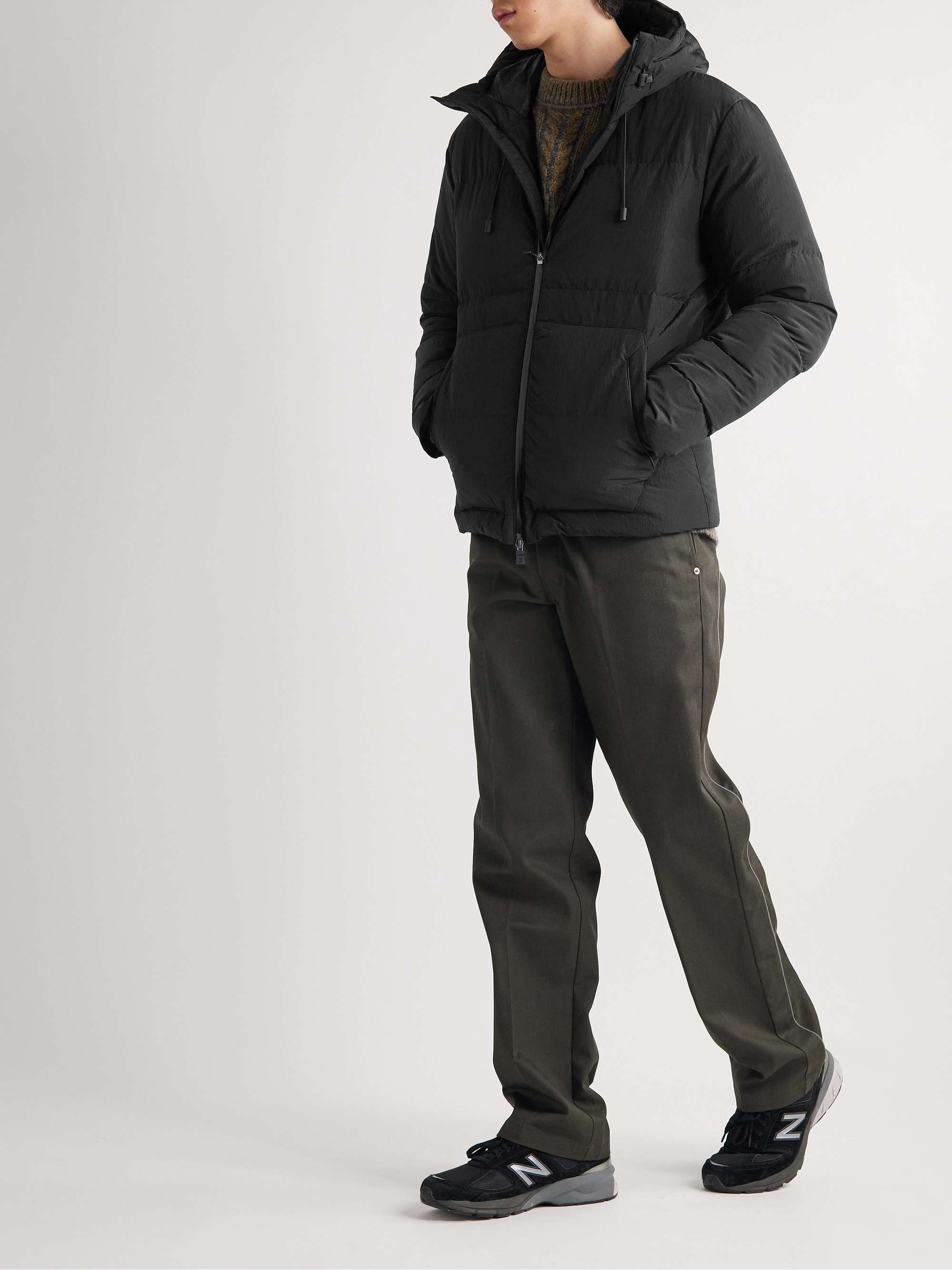 HERNO LAMINAR Quilted Crinkled-Shell Hooded Down Jacket