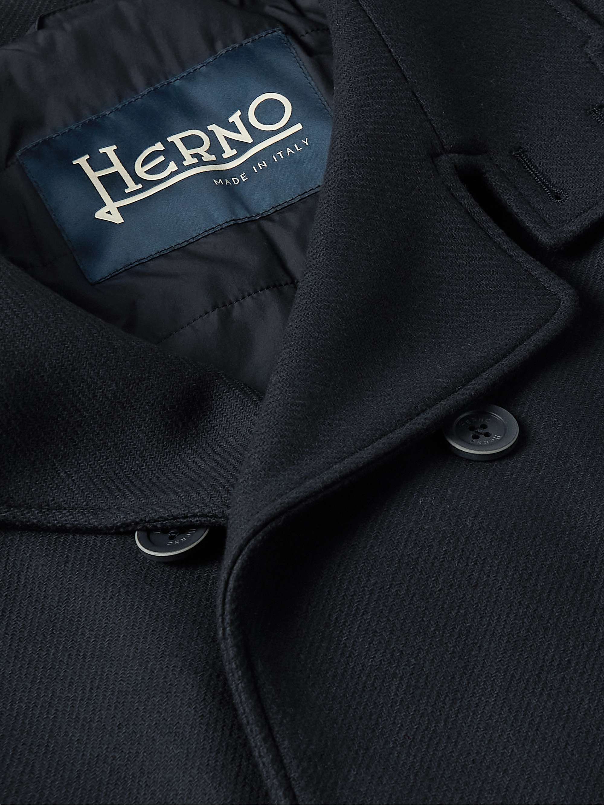 HERNO Double-Breasted Wool-Blend Twill Peacoat