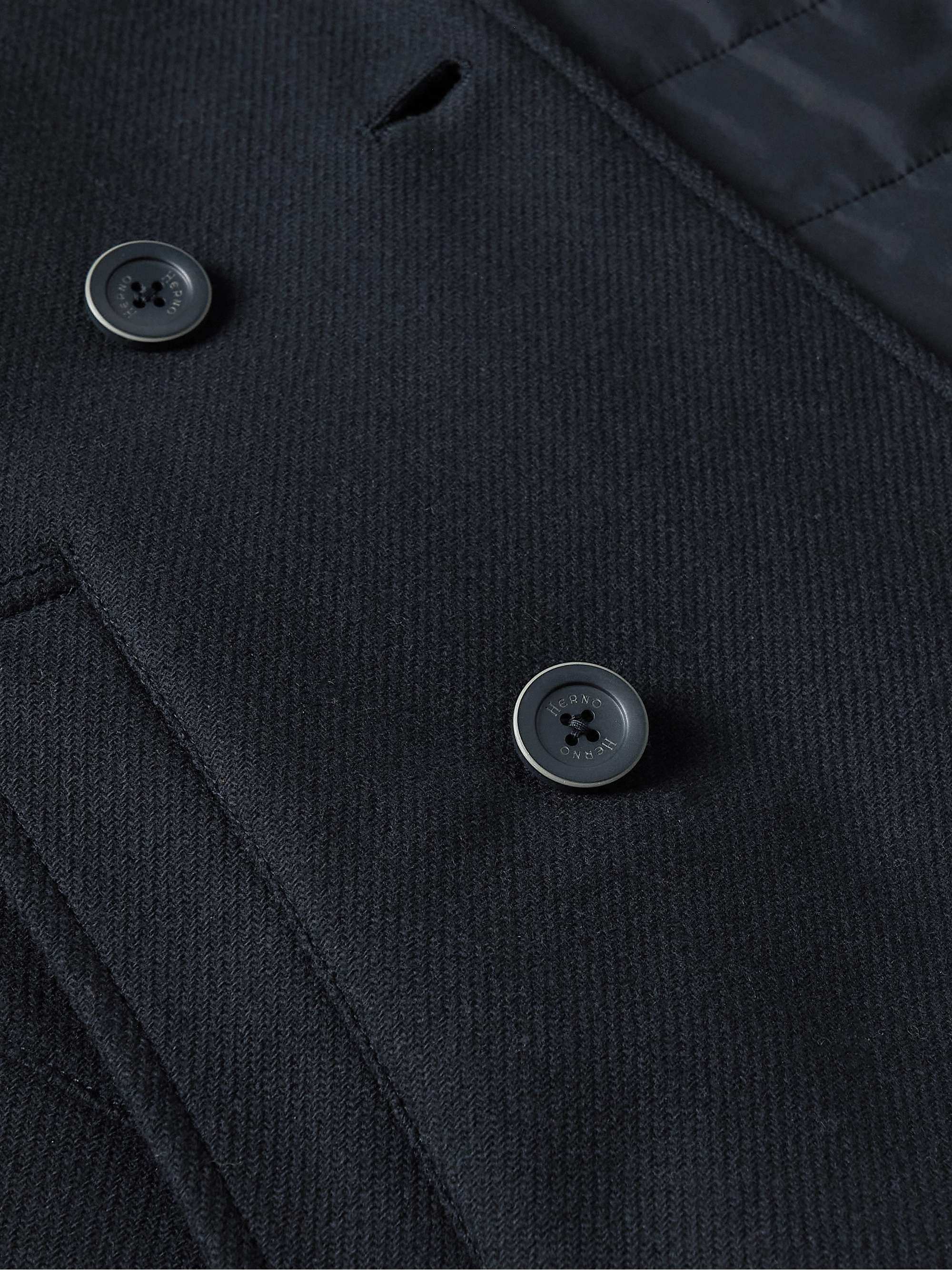 HERNO Double-Breasted Wool-Blend Twill Peacoat
