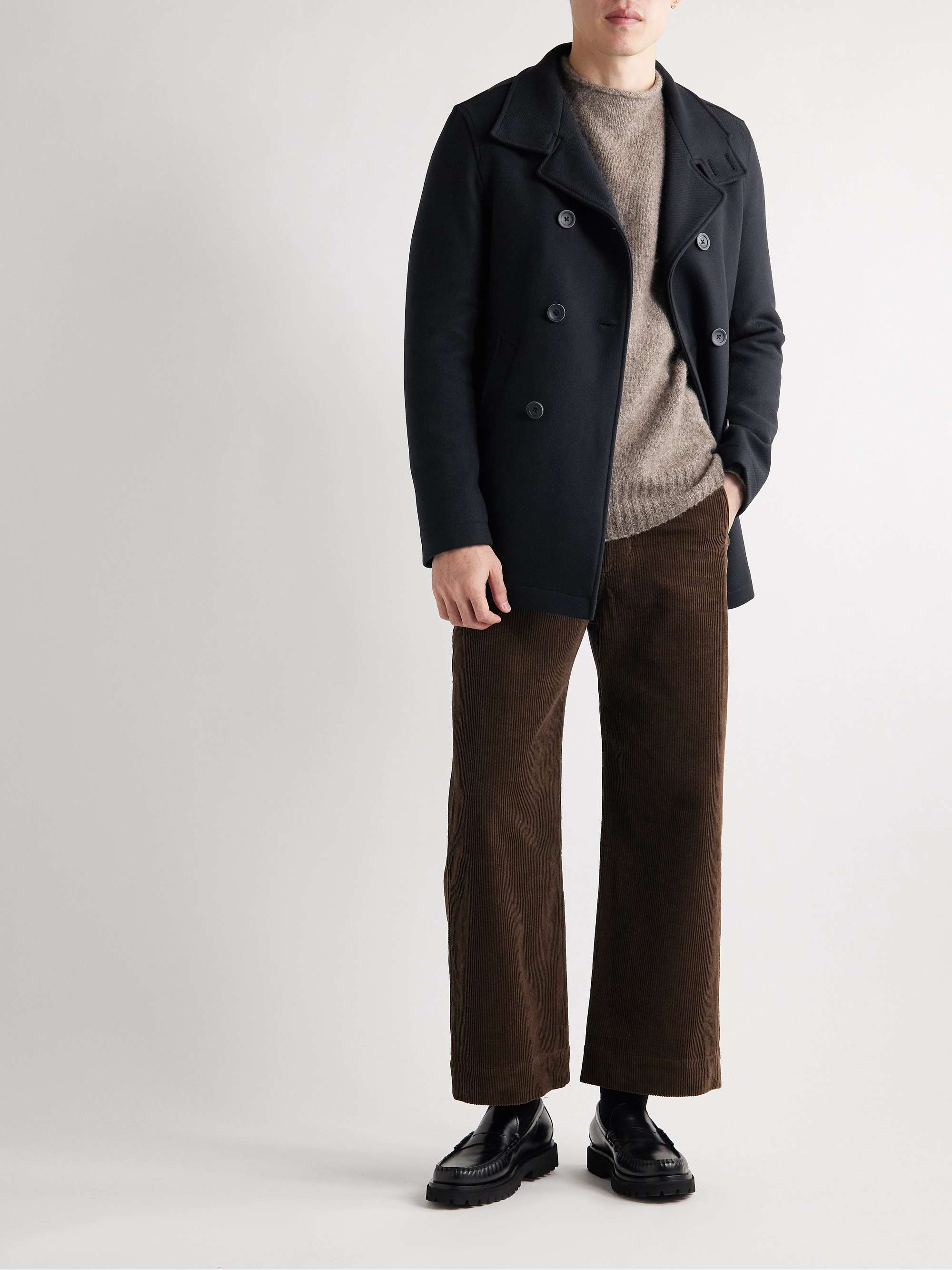 HERNO Double-Breasted Wool-Blend Twill Peacoat