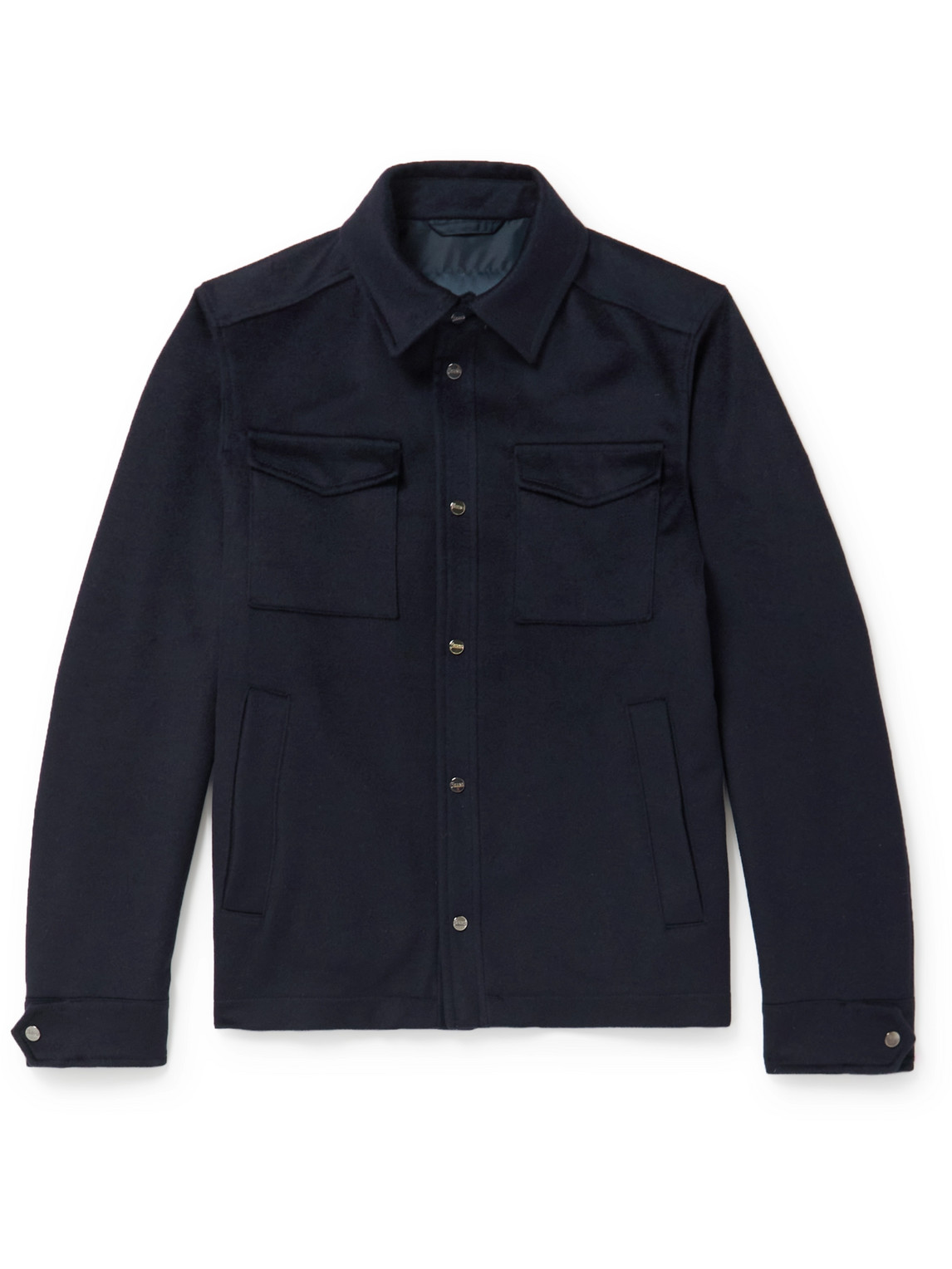 HERNO WOOL AND CASHMERE-BLEND SHIRT JACKET