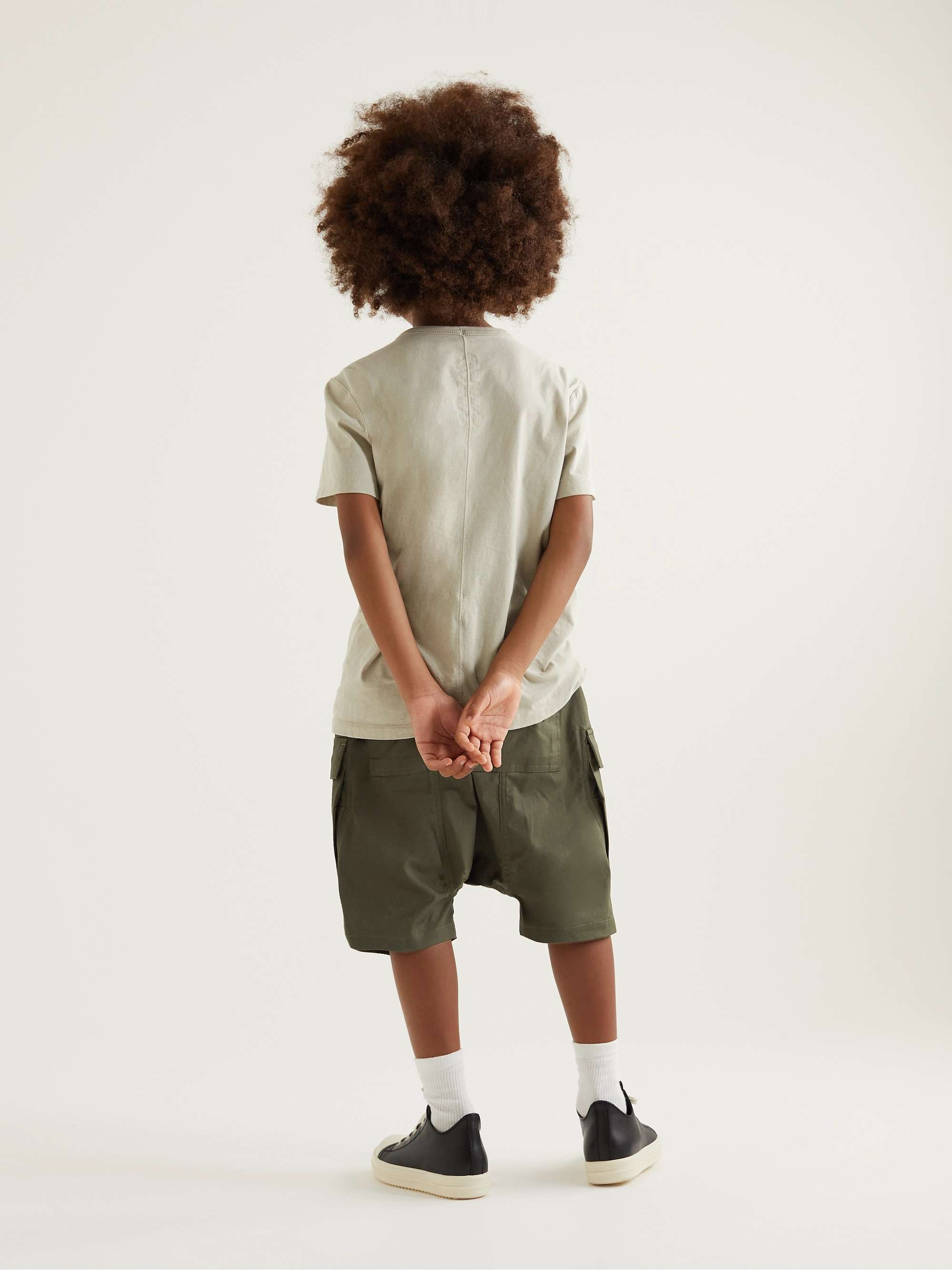 RICK OWENS KIDS Pods Stretch-Cotton Poplin Drawstring Shorts