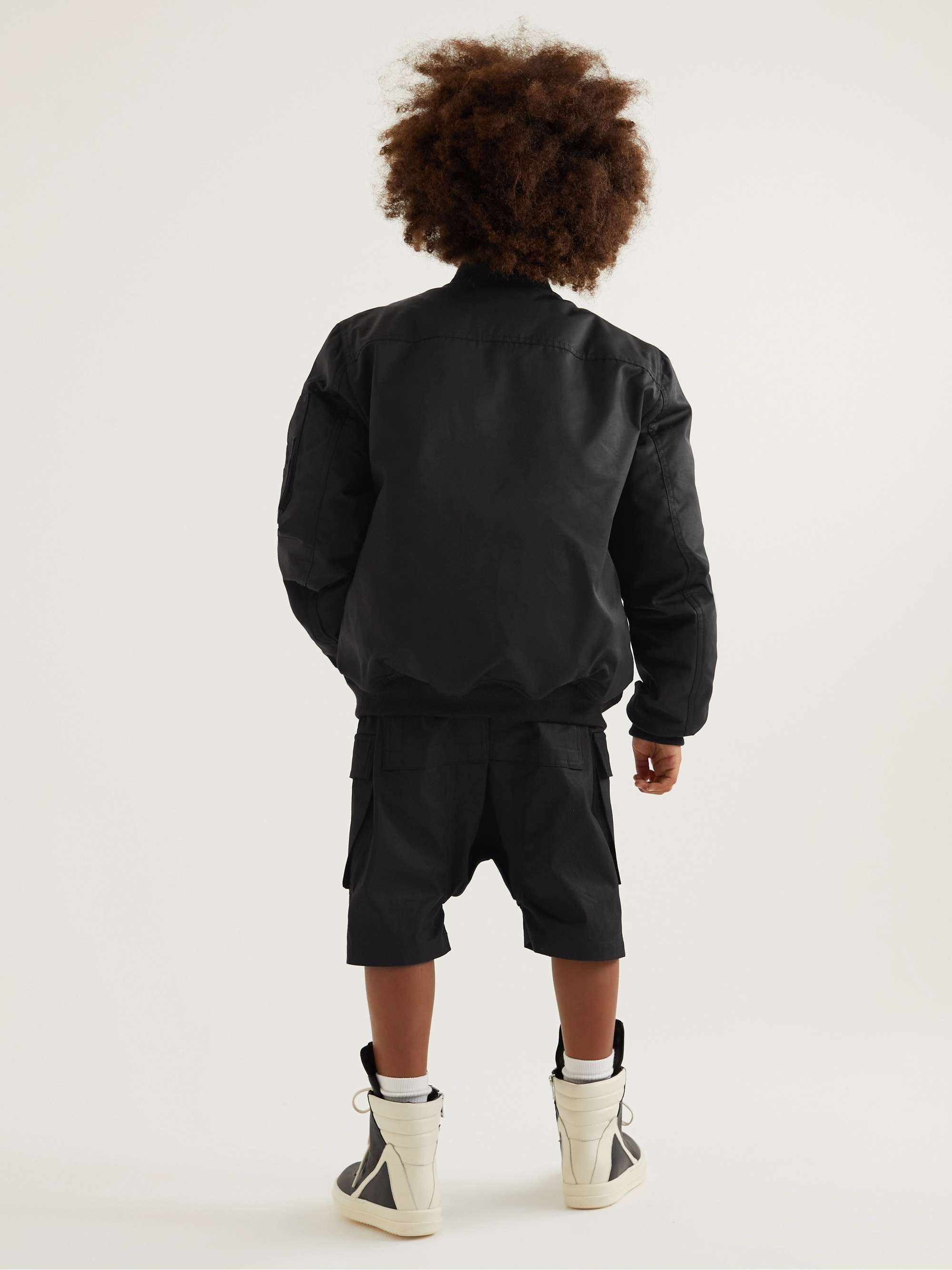 RICK OWENS KIDS Pods Stretch-Cotton Poplin Drawstring Shorts