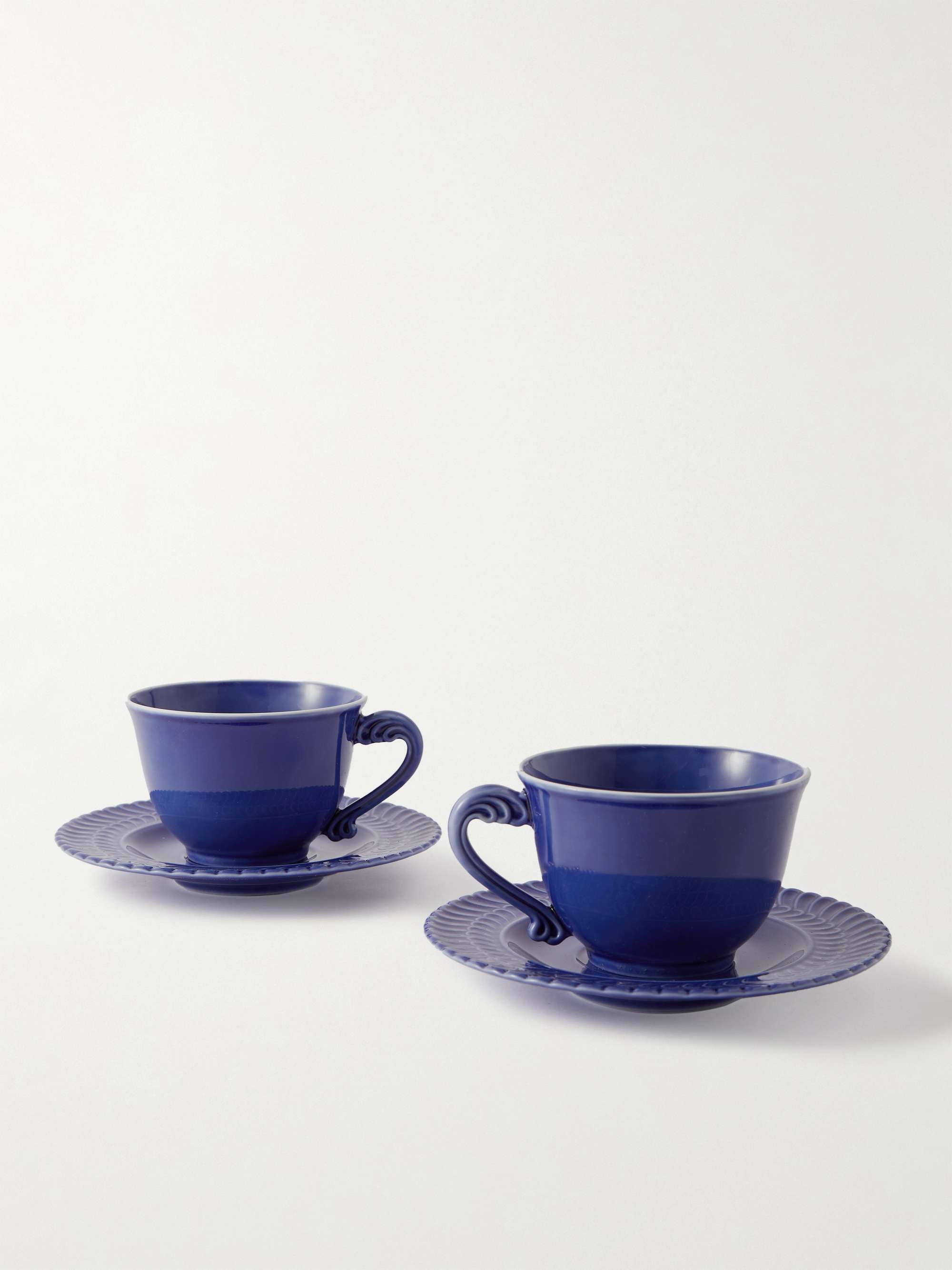 BUCCELLATI + Ginori Set of Two Porcelain Tea Cups and Saucers