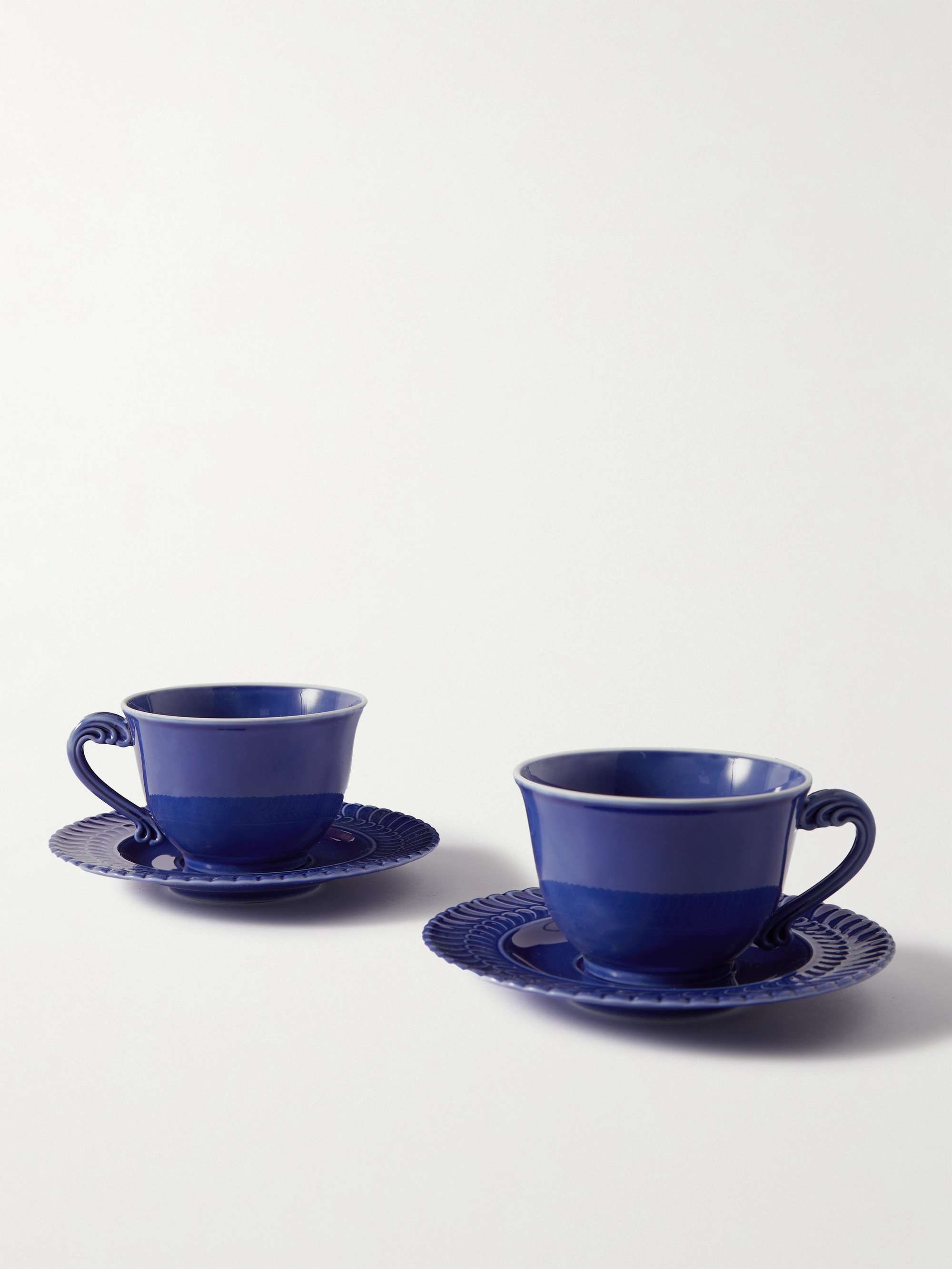 Porcelain Set of Two Espresso Cups and Saucers