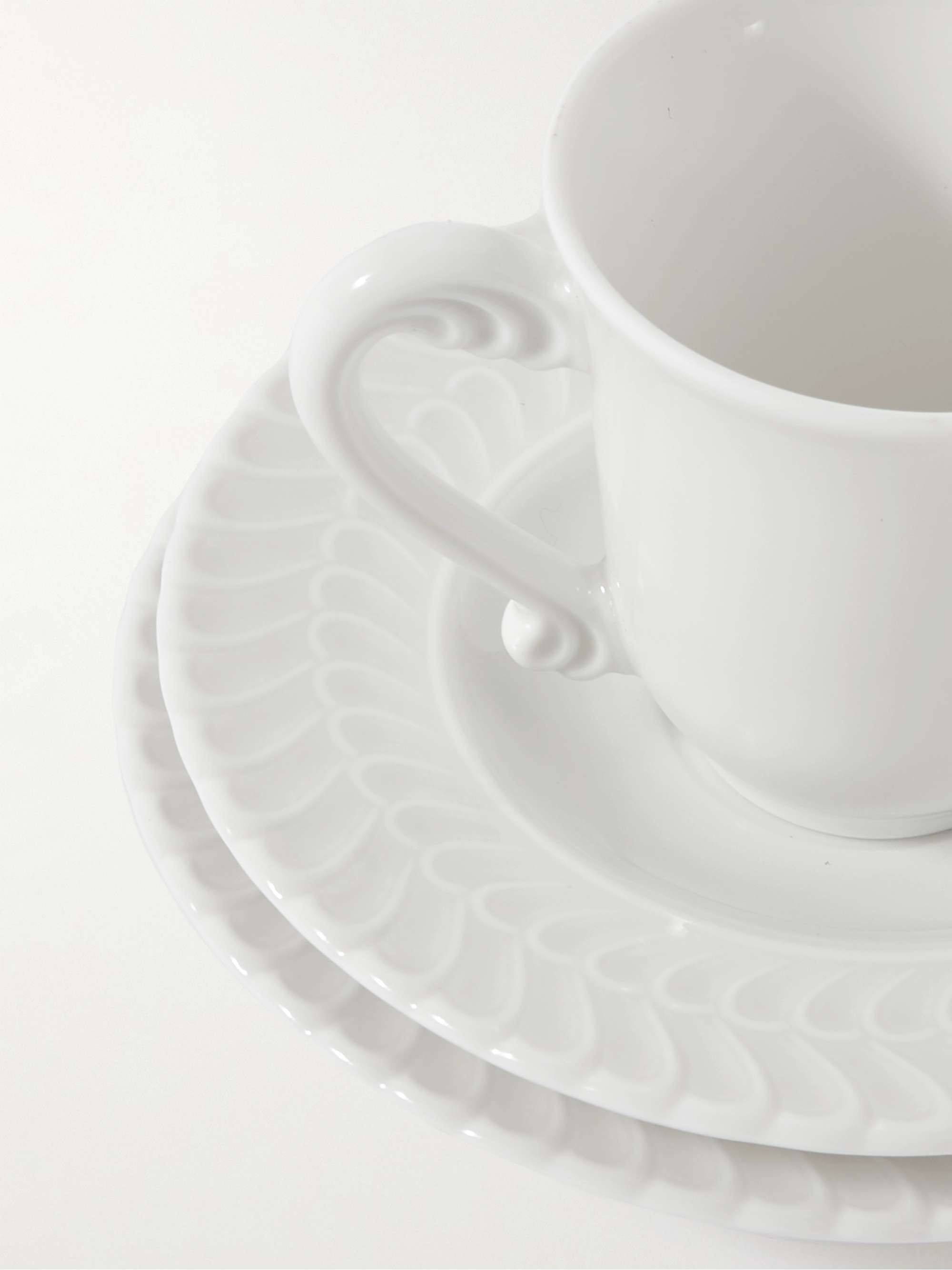 Double Rouche Cream White Espresso Coffee Cup Set of 2