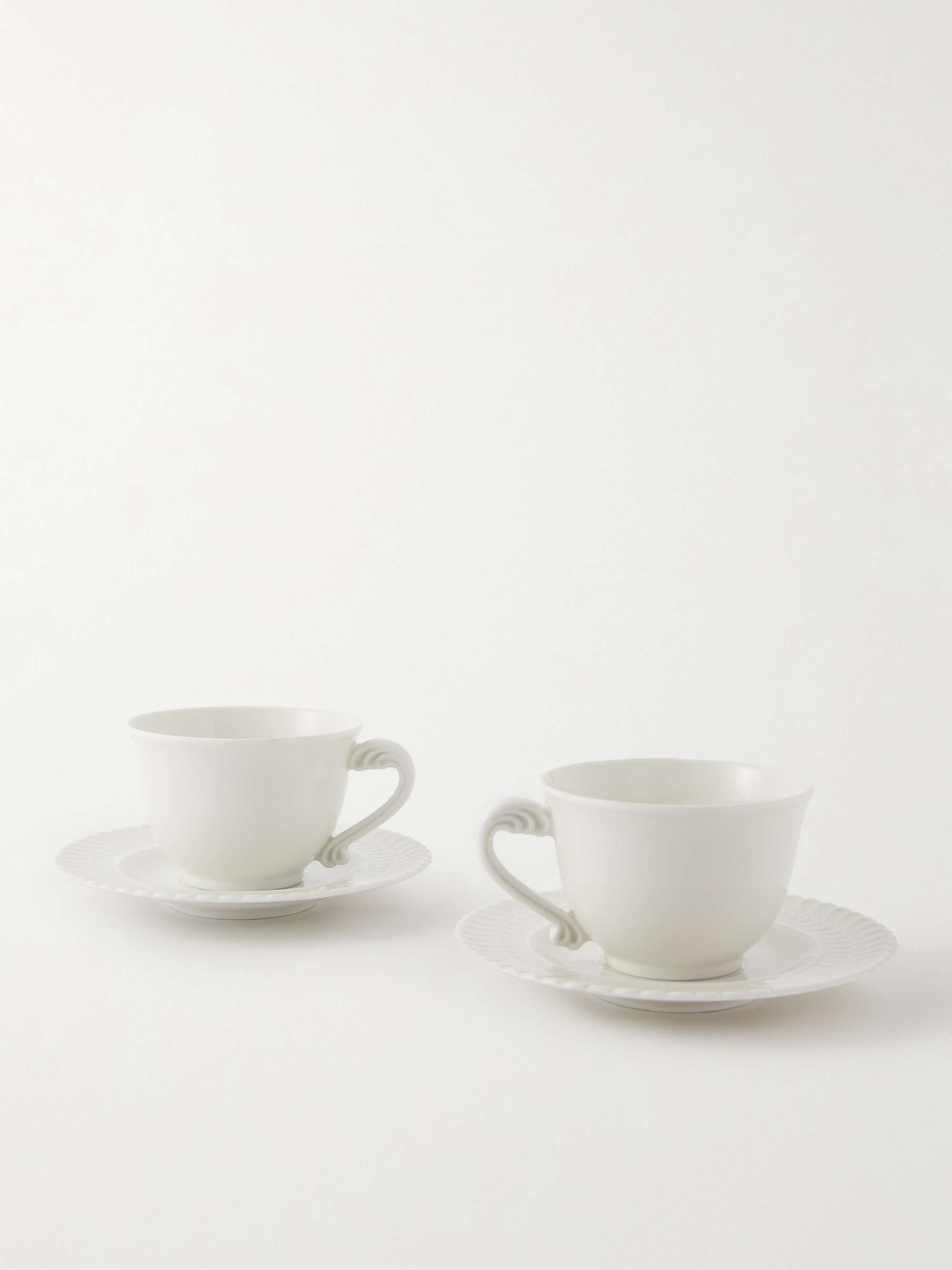 BUCCELLATI + Ginori Set of Two Porcelain Tea Cups and Saucers