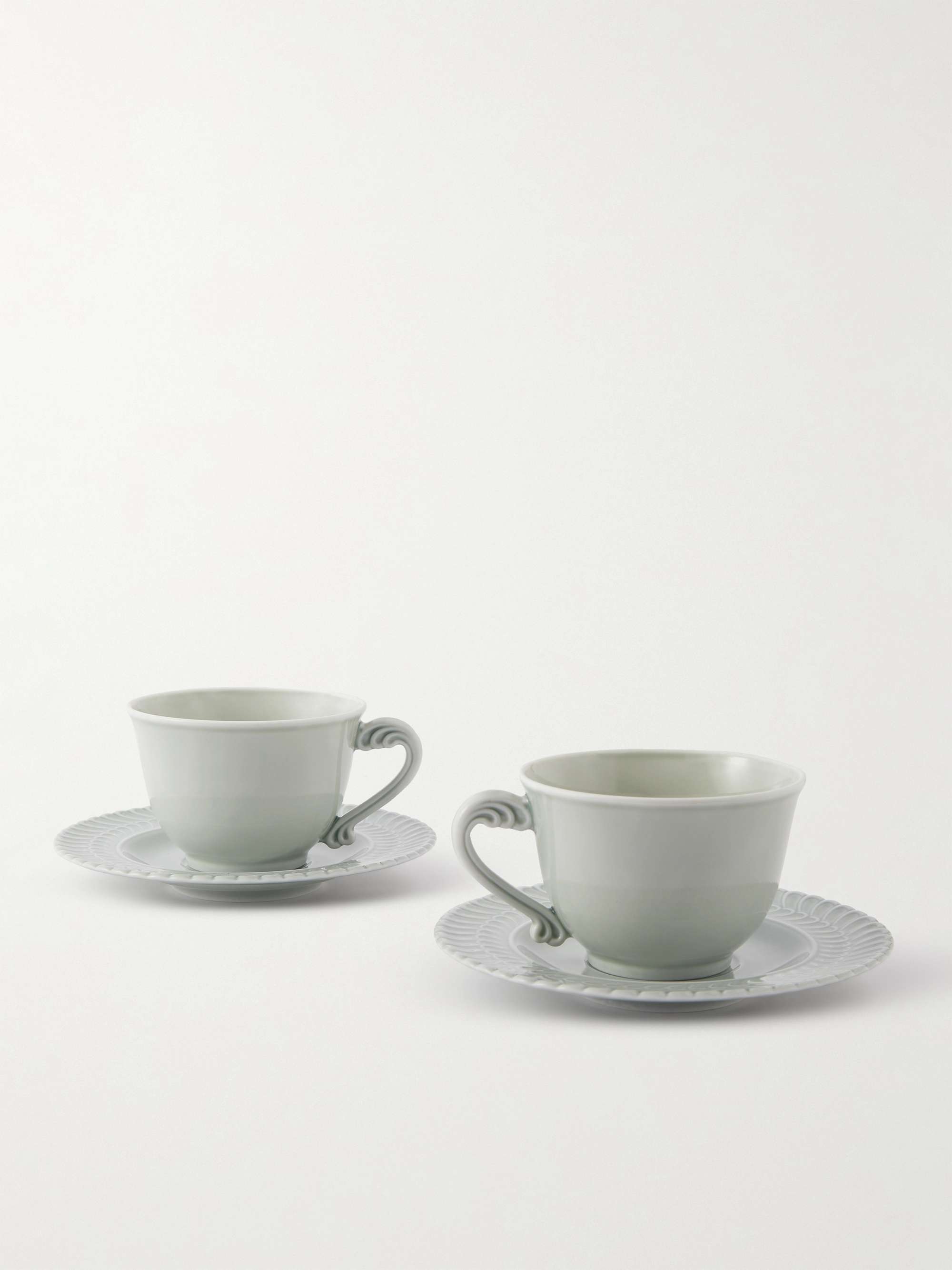 BUCCELLATI + Ginori Set of Two Porcelain Tea Cups and Saucers