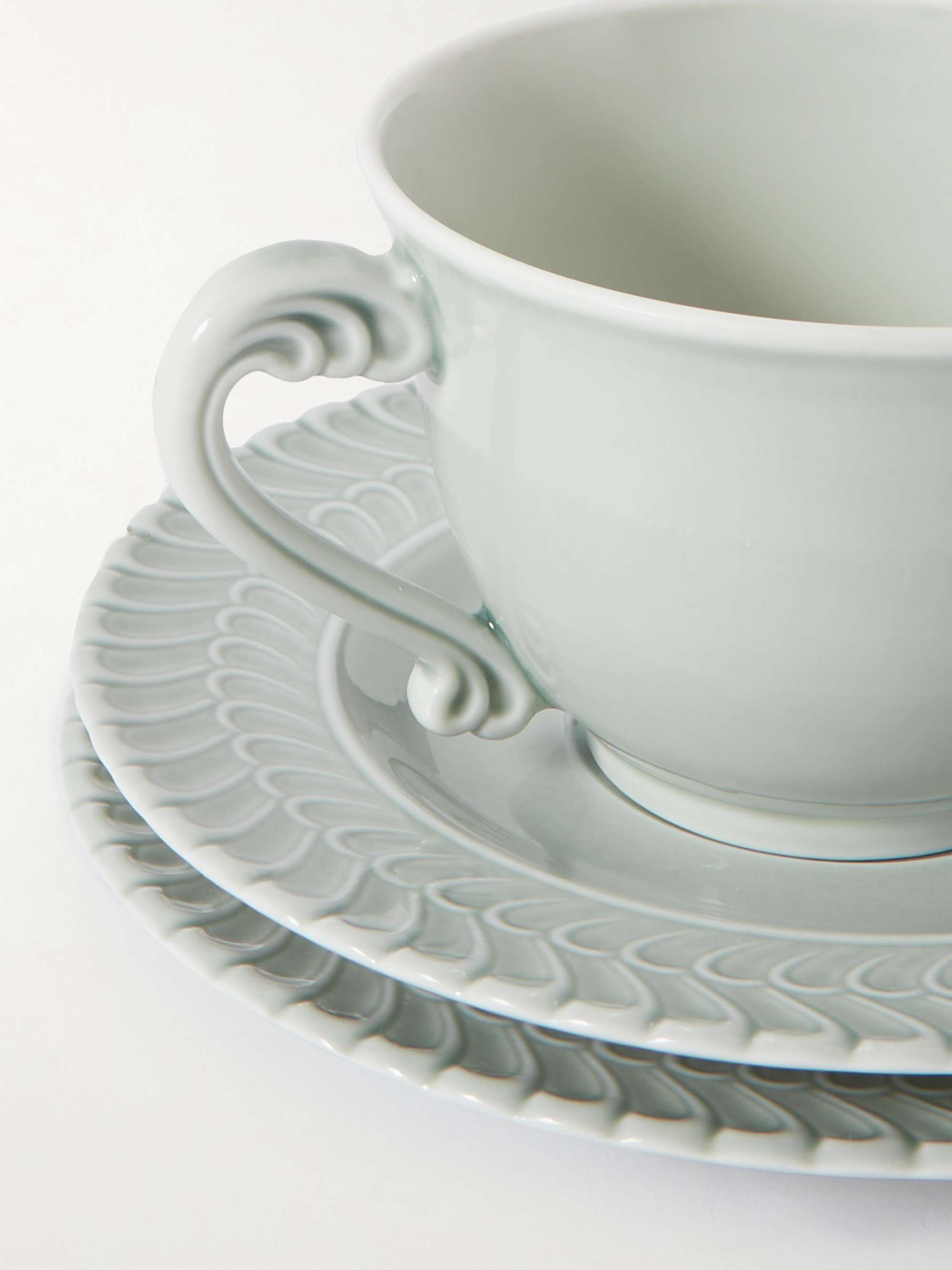 BUCCELLATI + Ginori Set of Two Porcelain Tea Cups and Saucers