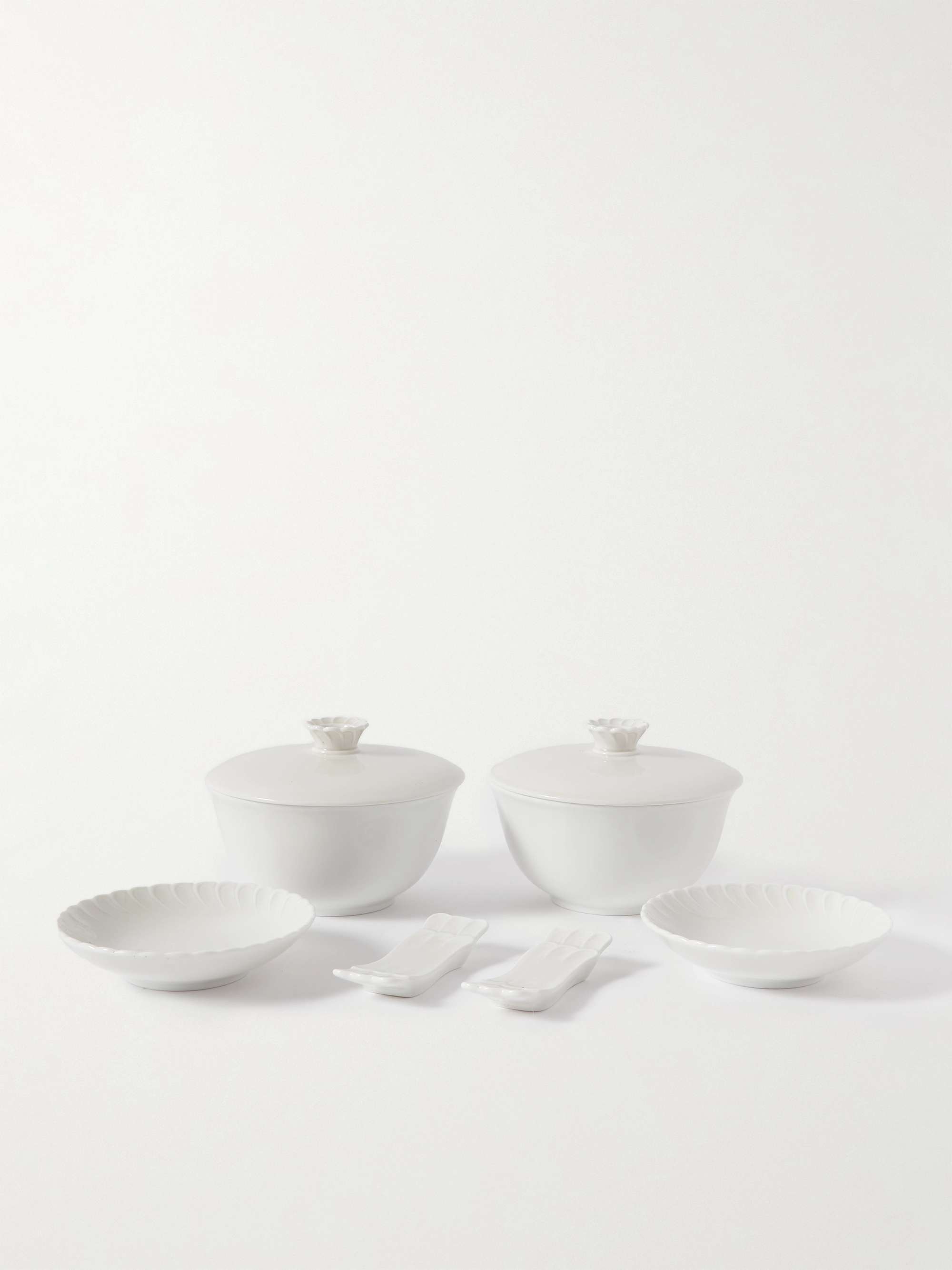 BUCCELLATI + Ginori Asia Set of Two Porcelain Bowls and Chopstick Holders
