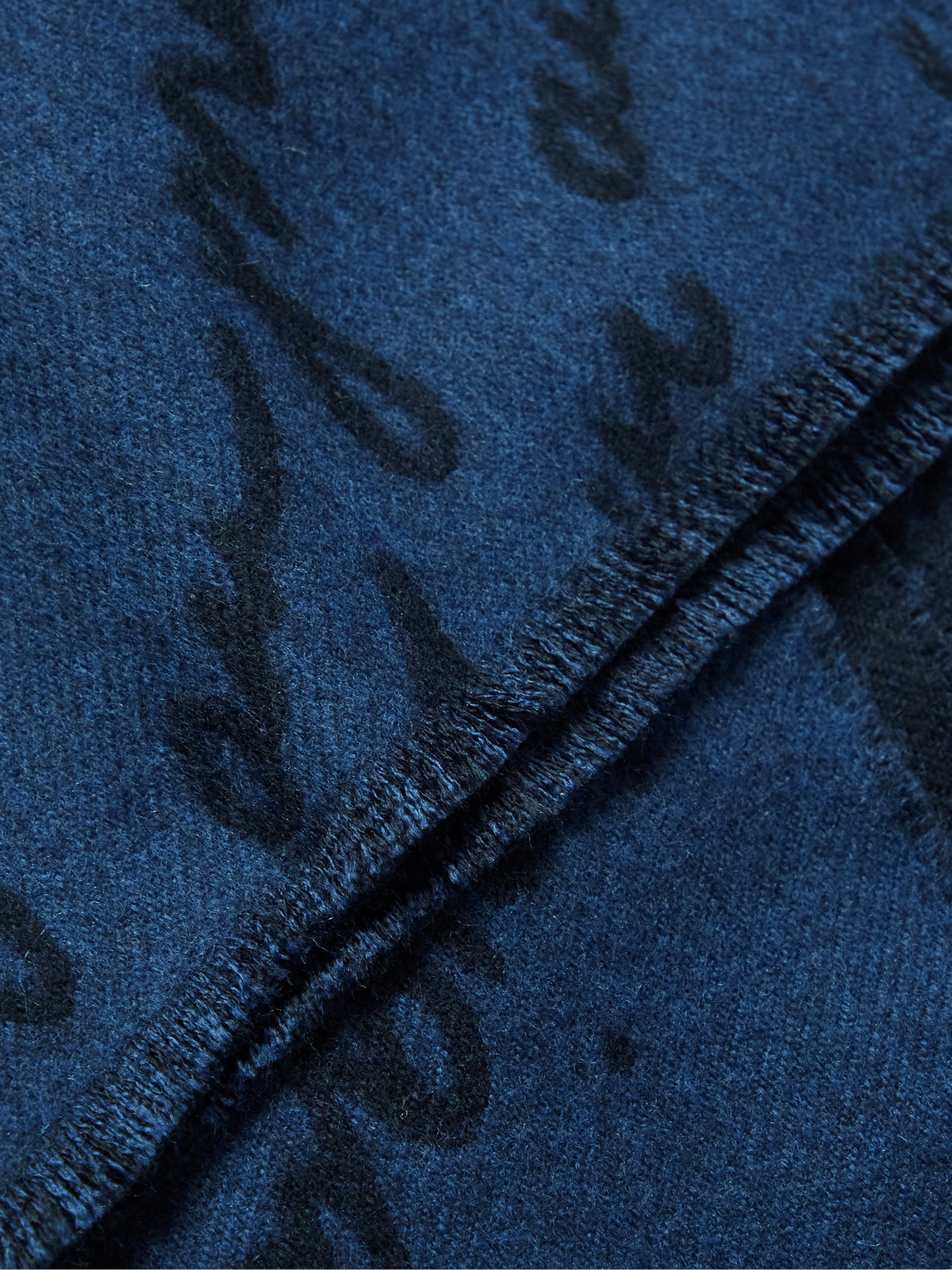 Shop Berluti Scritto Wool-jacquard Scarf In Blue