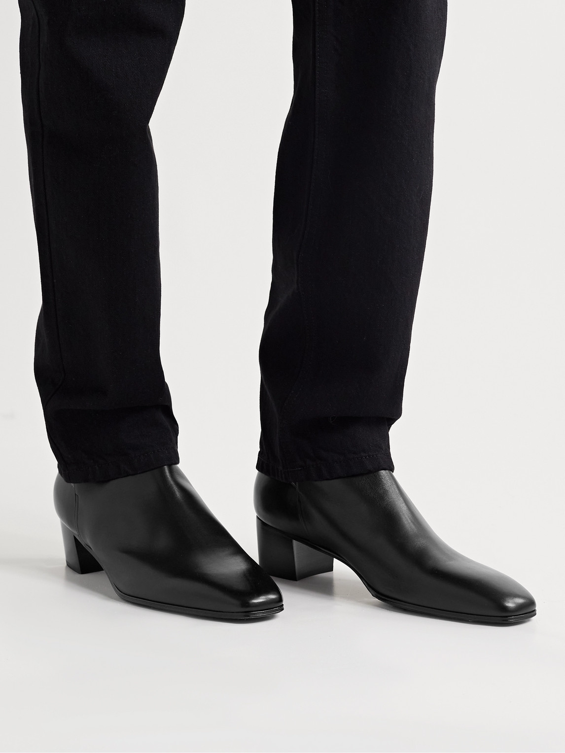 Shop Saint Laurent Terry Jodhpur Leather Boots In Black