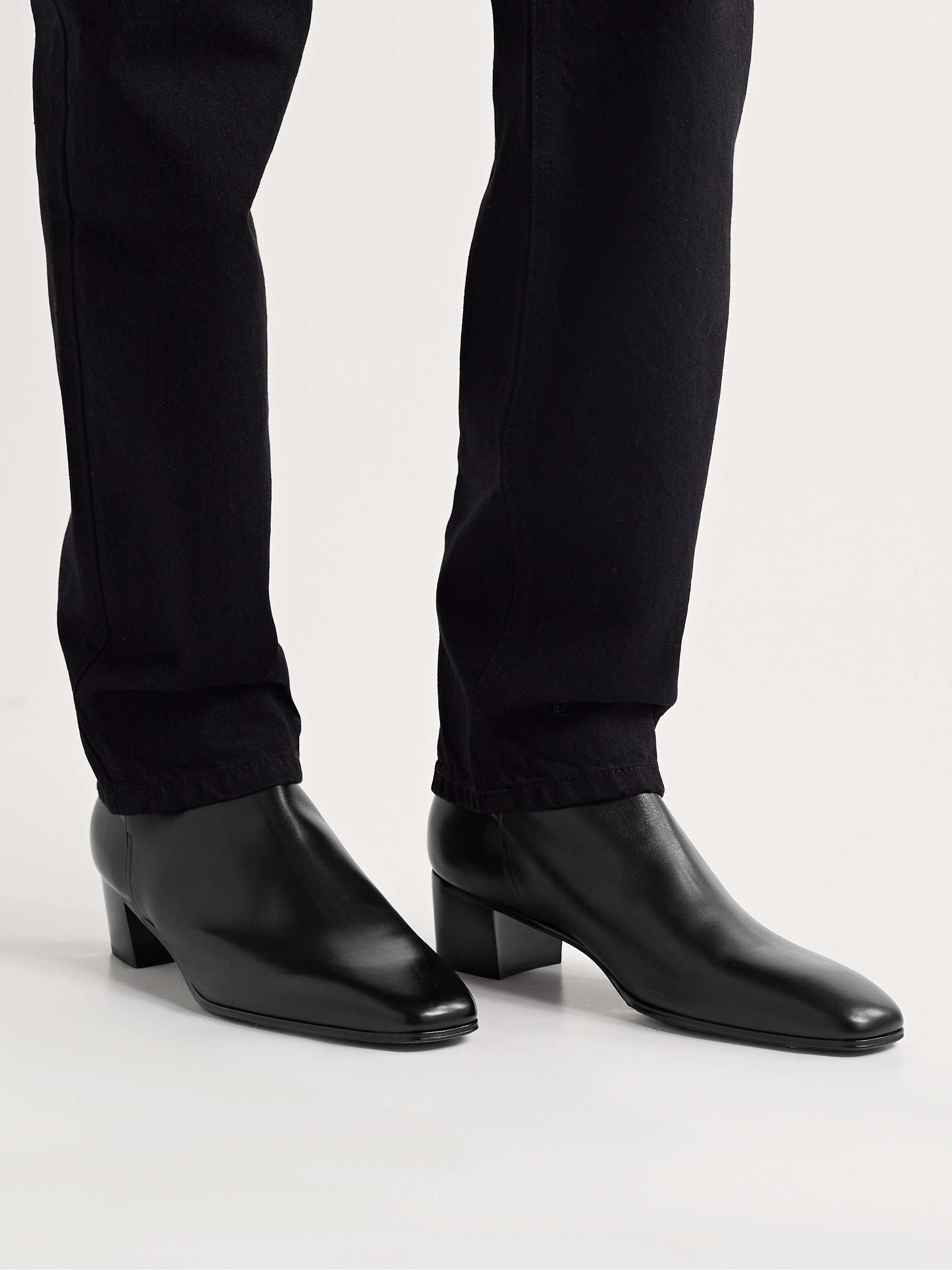 SAINT LAURENT Terry Jodhpur Leather Boots