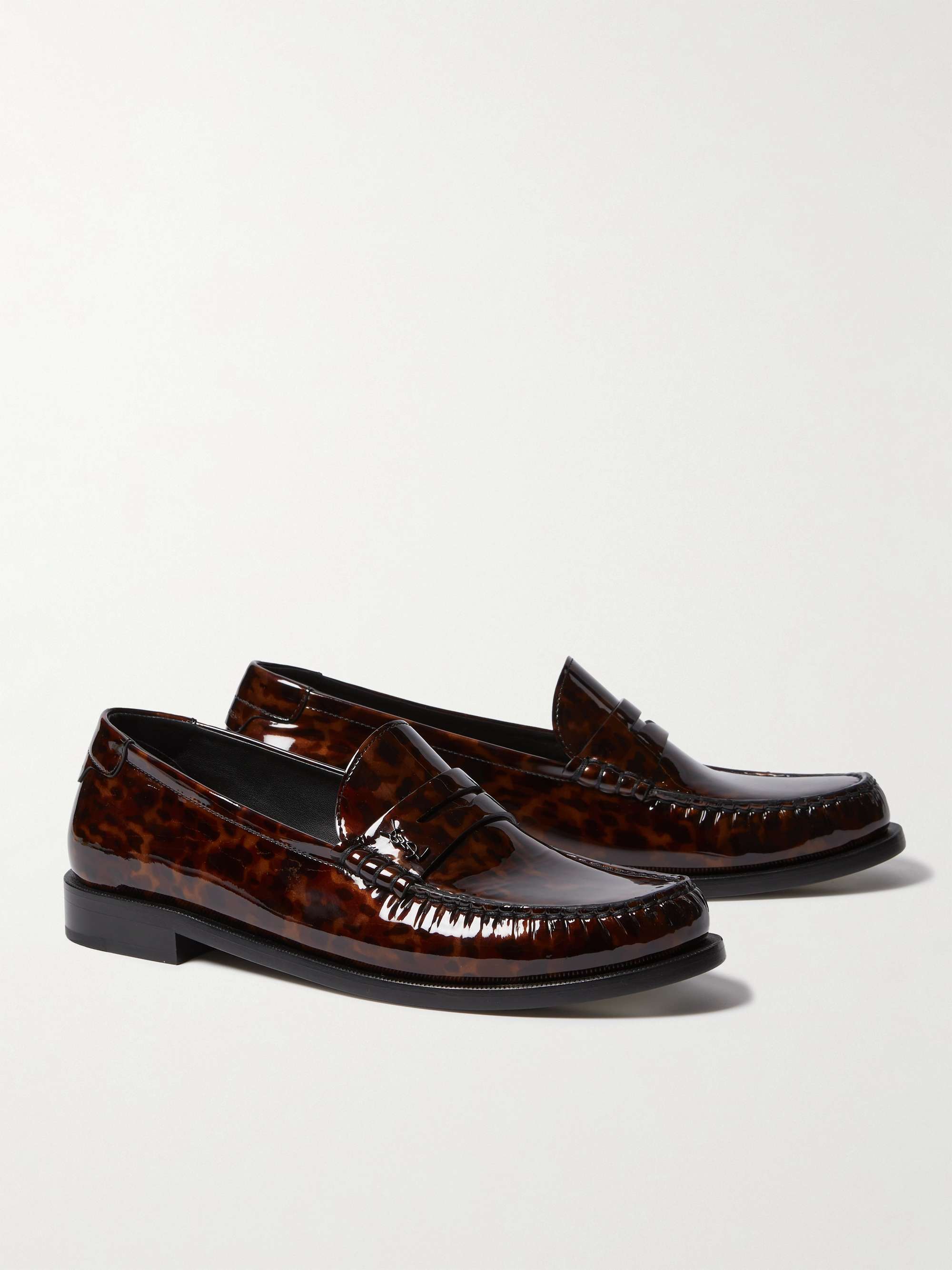 SAINT LAURENT Le Loafer LeopardPrint Leather Penny Loafers for Men