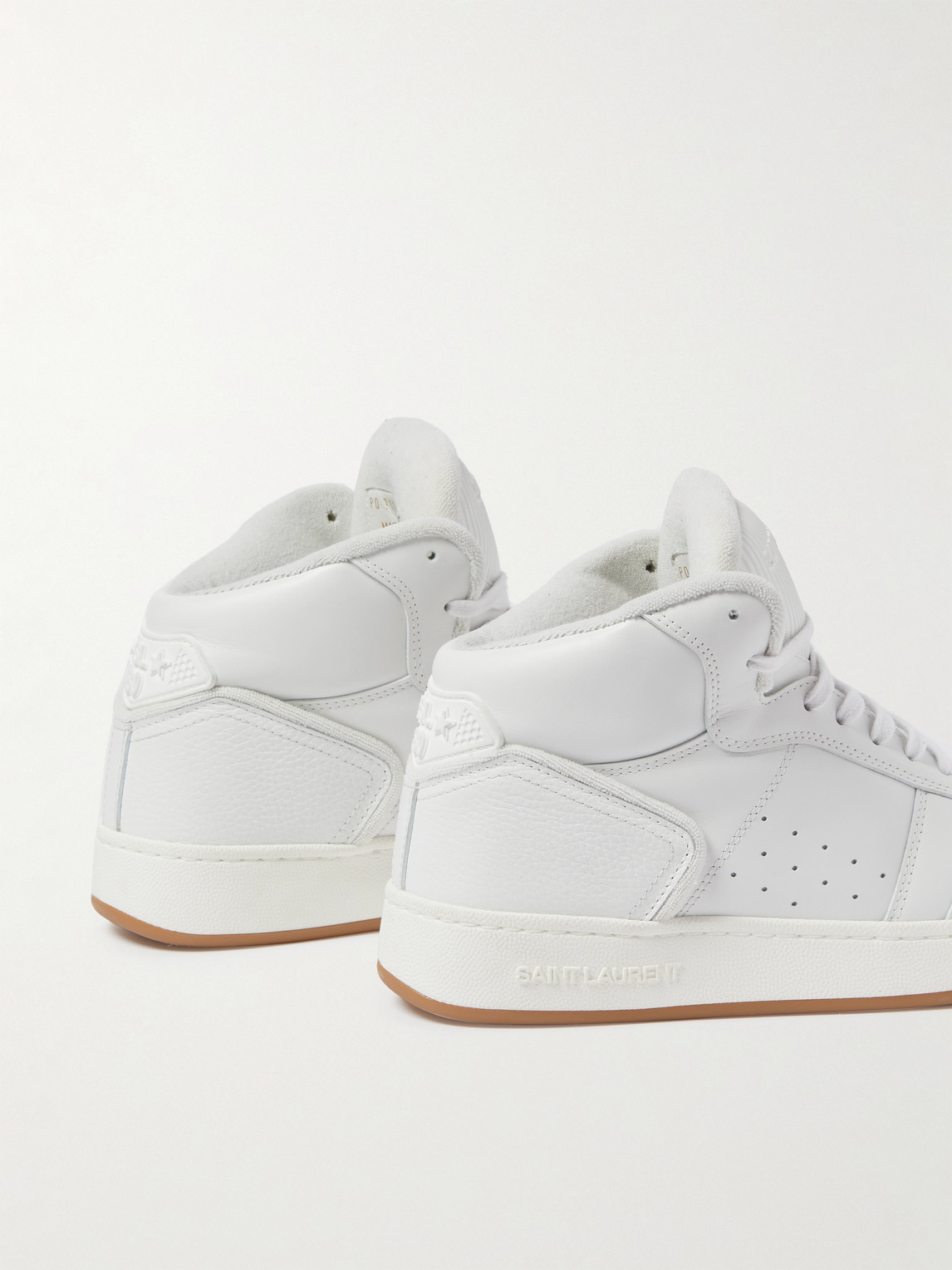 Shop Saint Laurent Sl/80 Perforated Leather Sneakers In White