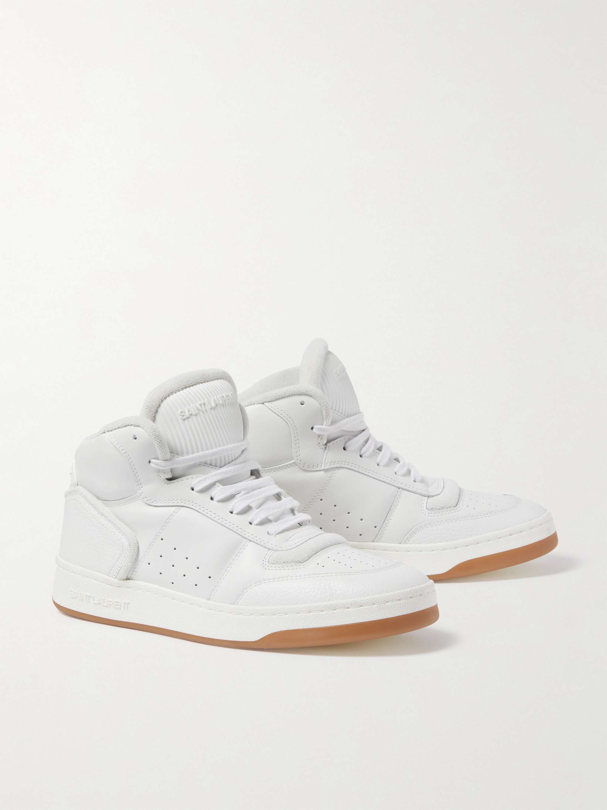 SAINT LAURENT SL/80 Perforated Leather High-Top Sneakers