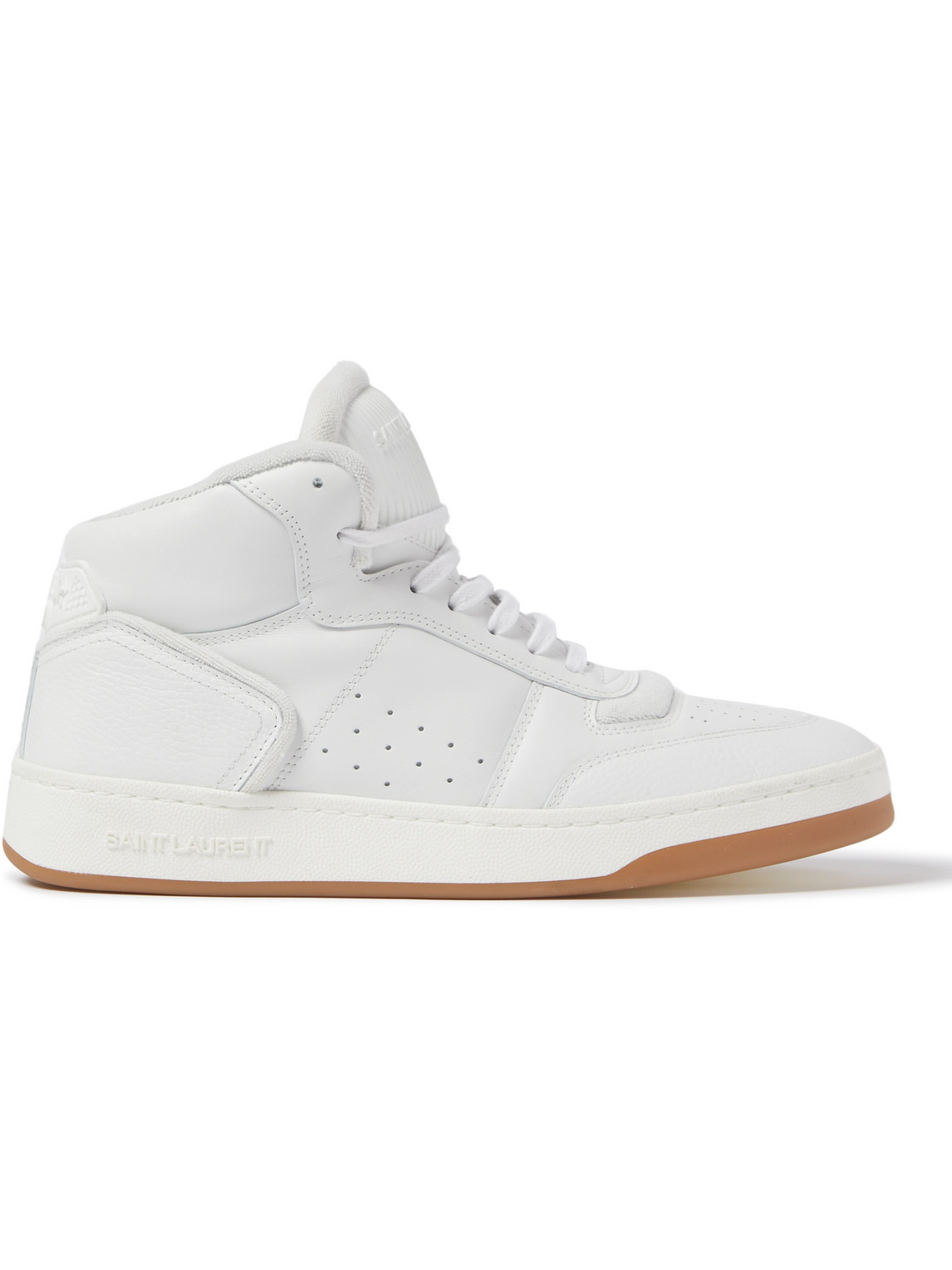 Shop Saint Laurent Sl/80 Perforated Leather Sneakers In White