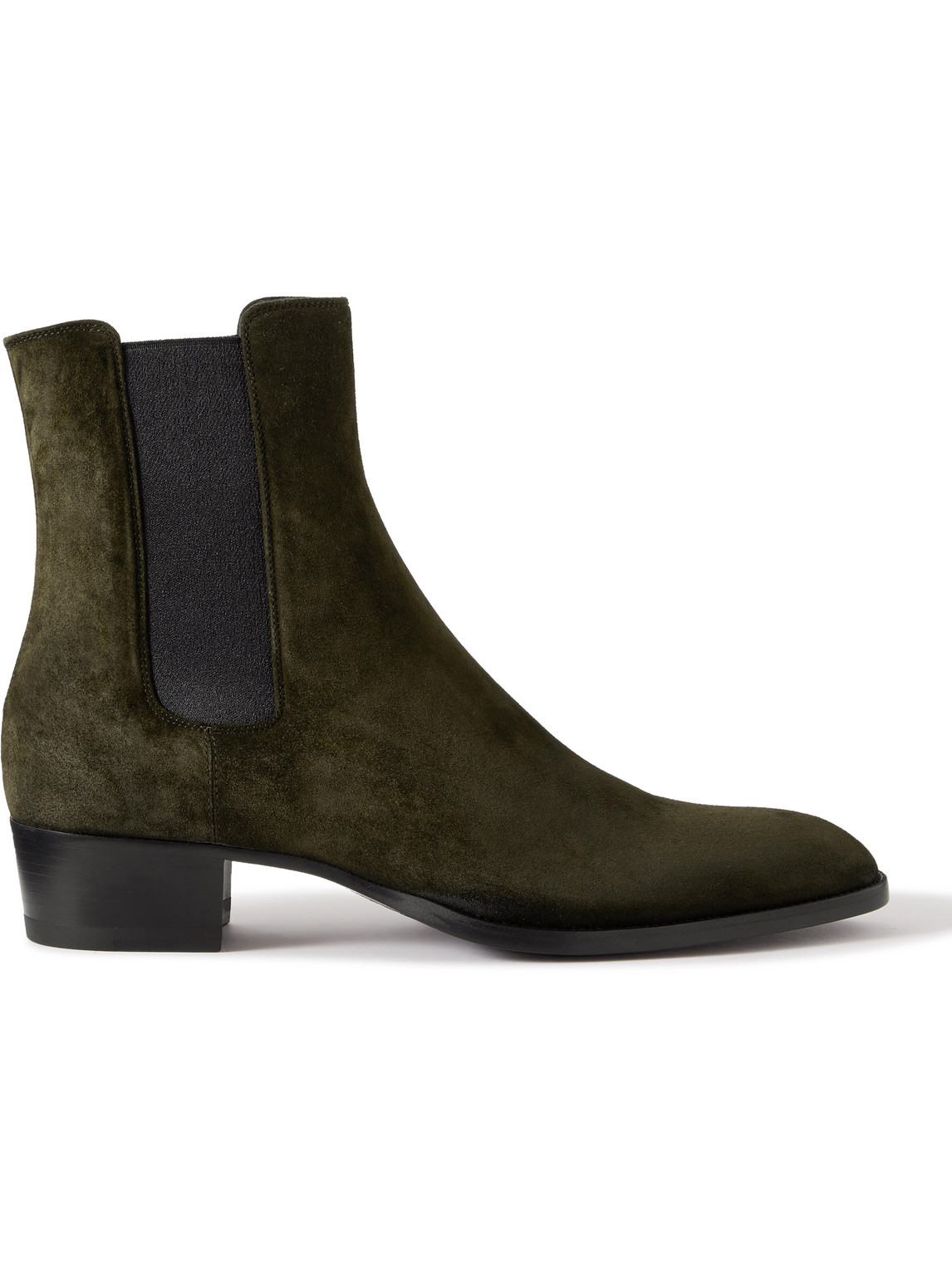 Shop Saint Laurent Wyatt Suede Chelsea Boots In Brown