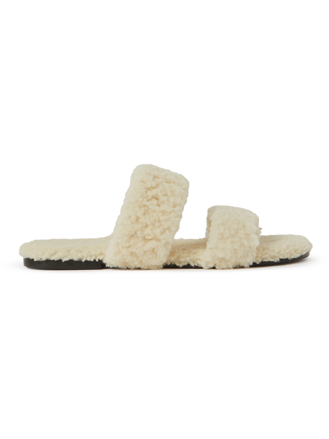 Saint Laurent Men's Shearling Sandal In Neutrals