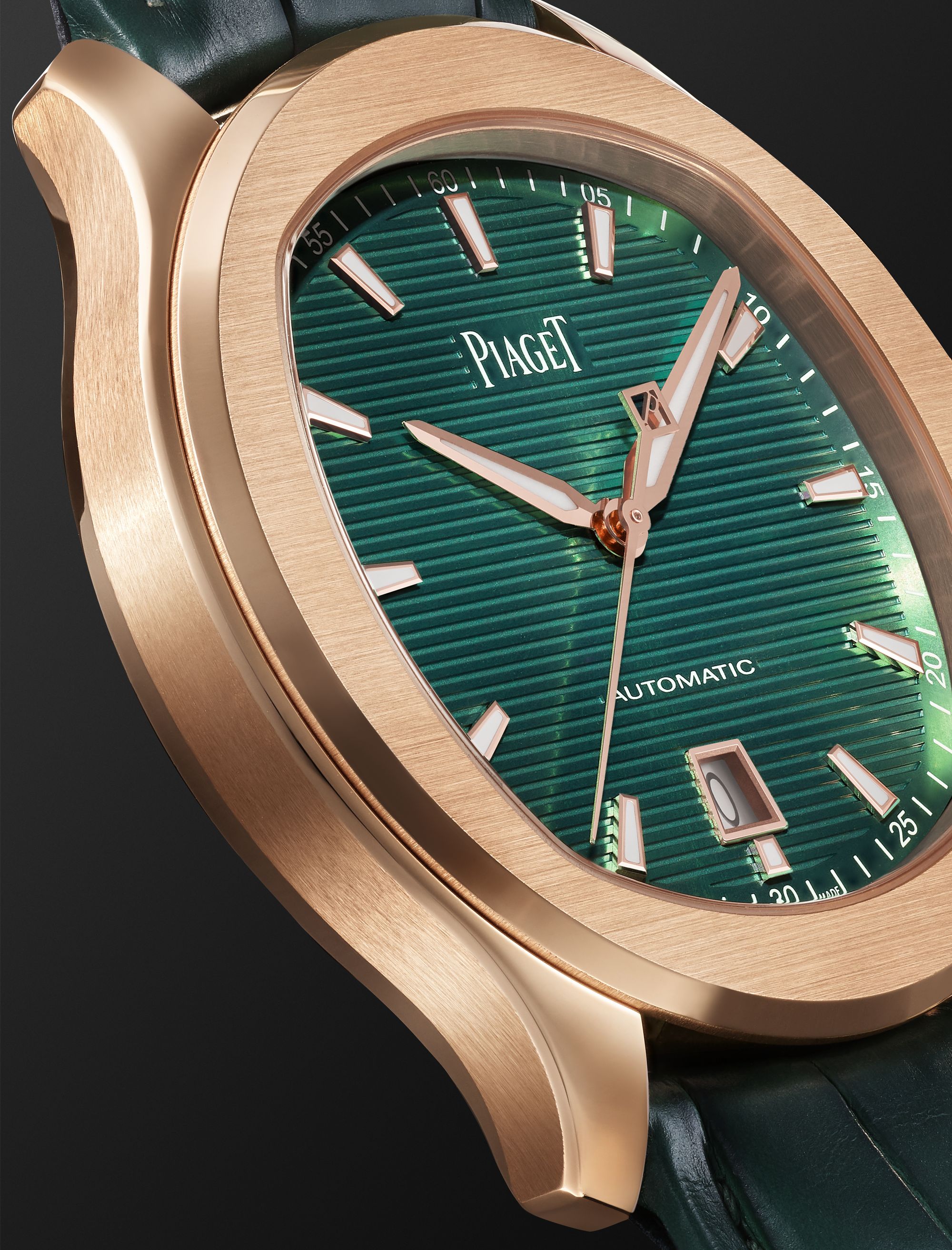 PIAGET Polo Automatic 42mm 18-Karat Rose Gold and Alligator Watch, Ref. No. G0A47010