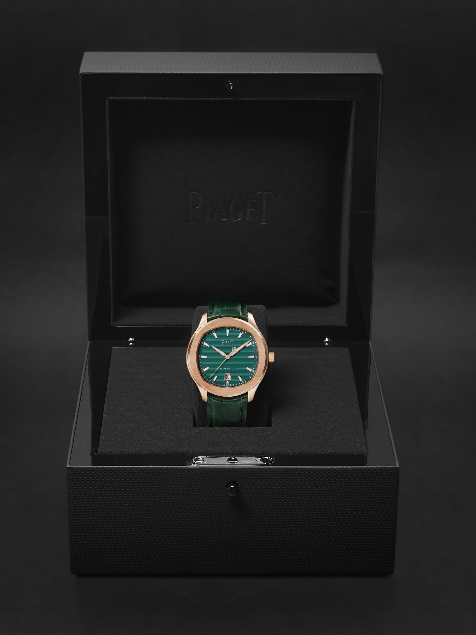PIAGET Polo Automatic 42mm 18-Karat Rose Gold and Alligator Watch, Ref. No. G0A47010