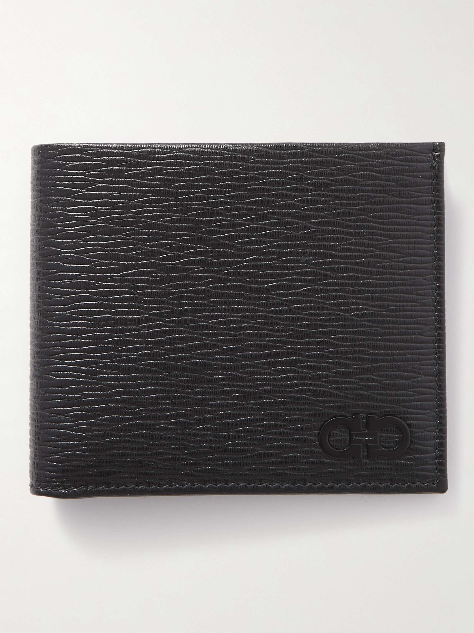 SALVATORE FERRAGAMO Gancini Logo-Appliquéd Textured-Leather Billfold Wallet